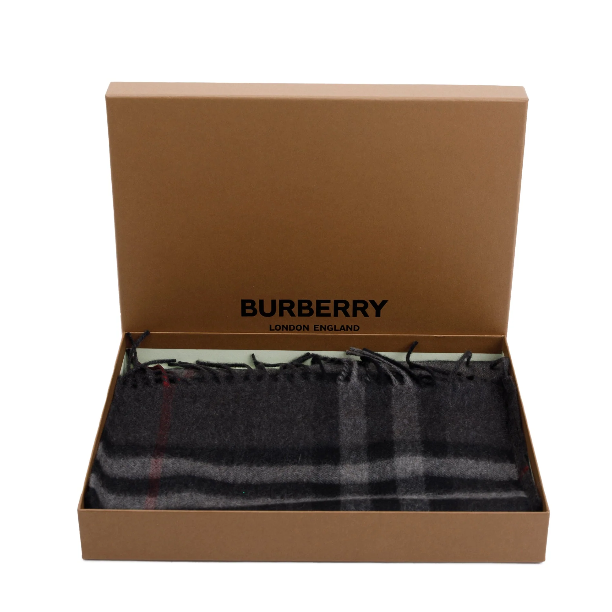 Burberry 2023 Black & Charcoal Giant Check Cashmere Scarf w/ Box & Receipt - Image 2