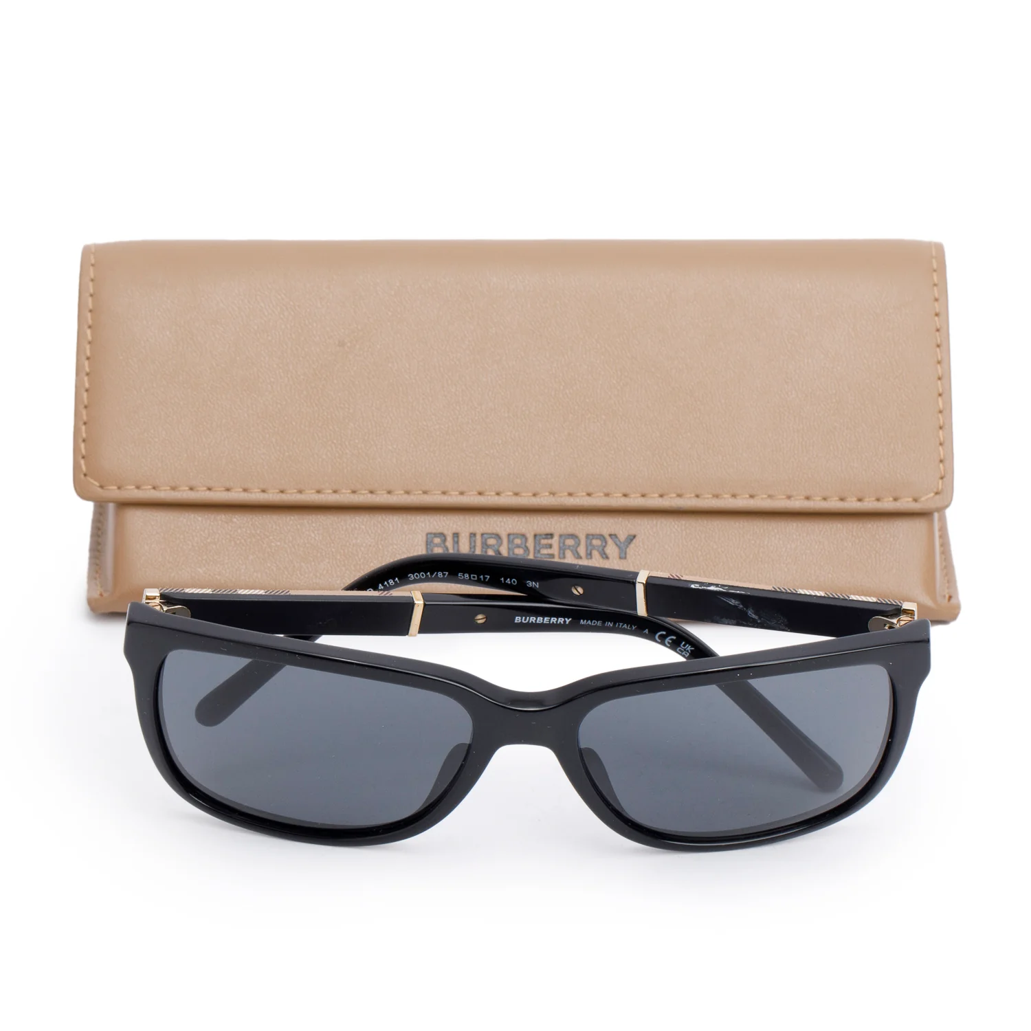 Burberry B 4181 Check/Black Acetate Square Sunglasses w/ Case - Image 2