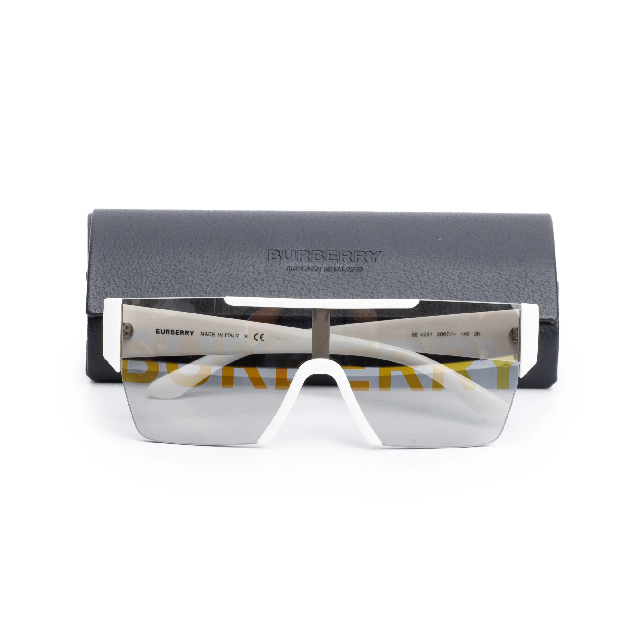 Burberry BE 4291 White Acetate Logo Shield Sunglasses w/ Case - Image 2