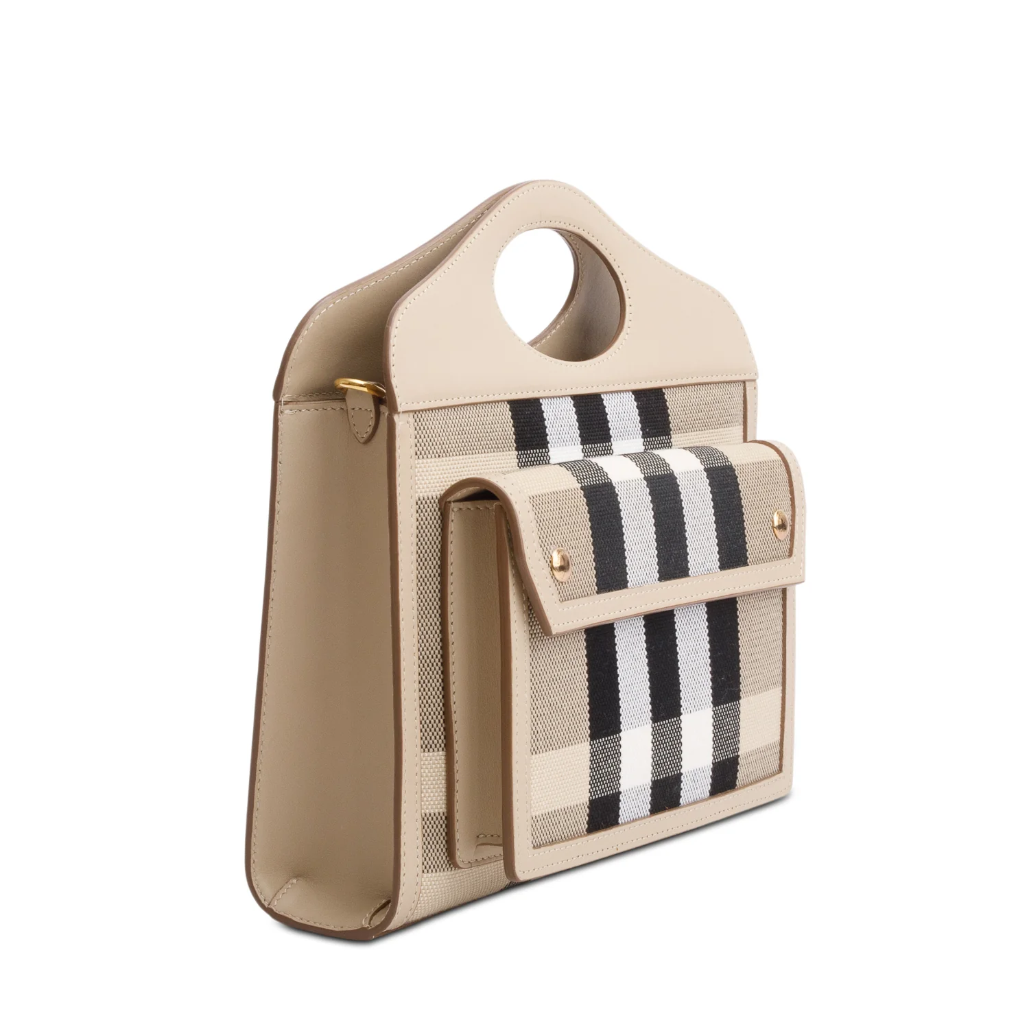 Burberry Beige Check Mini Pocket Bag w/ Box & Strap - Image 5
