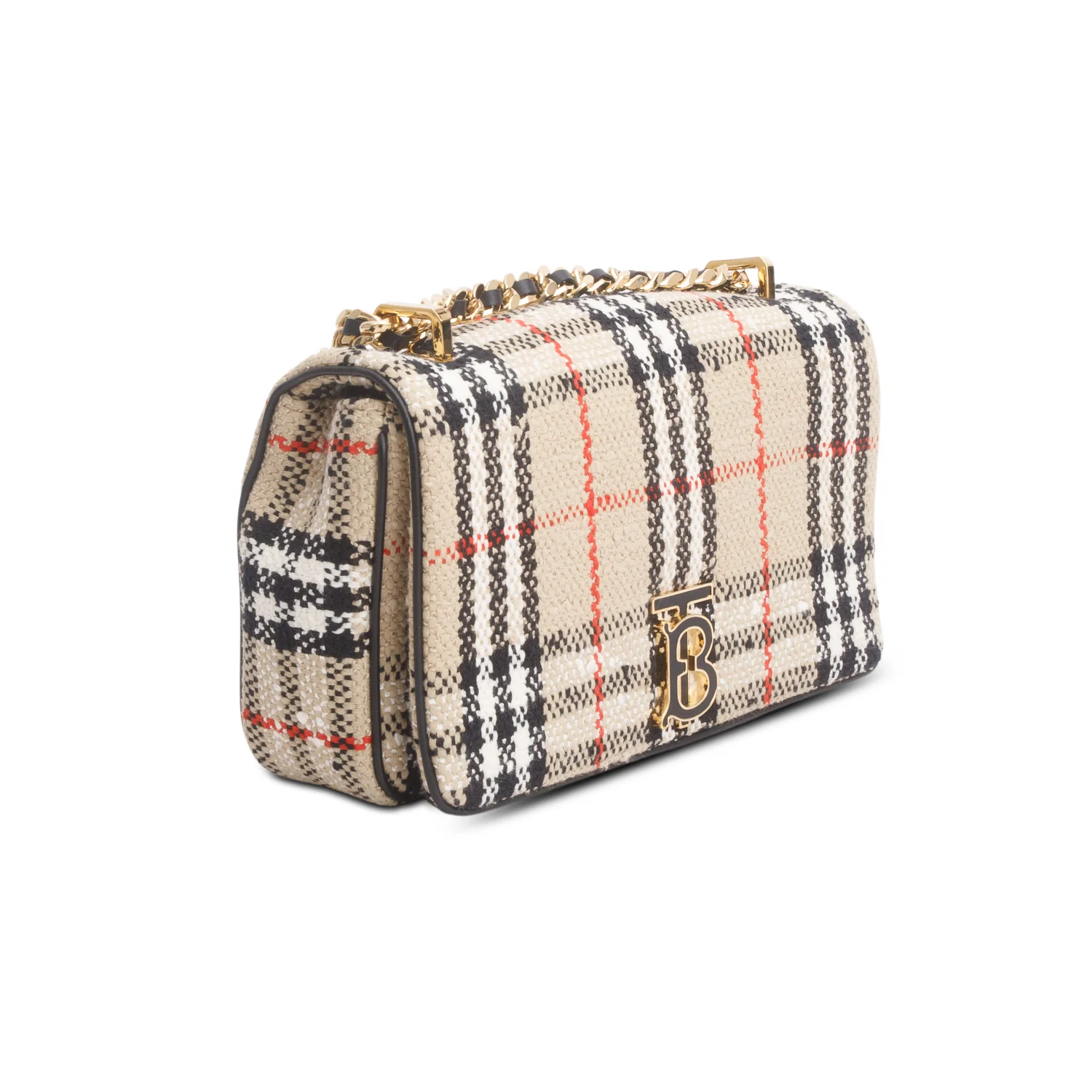 Burberry Beige Check Tweed Small Lola TB Shoulder Bag - Image 4