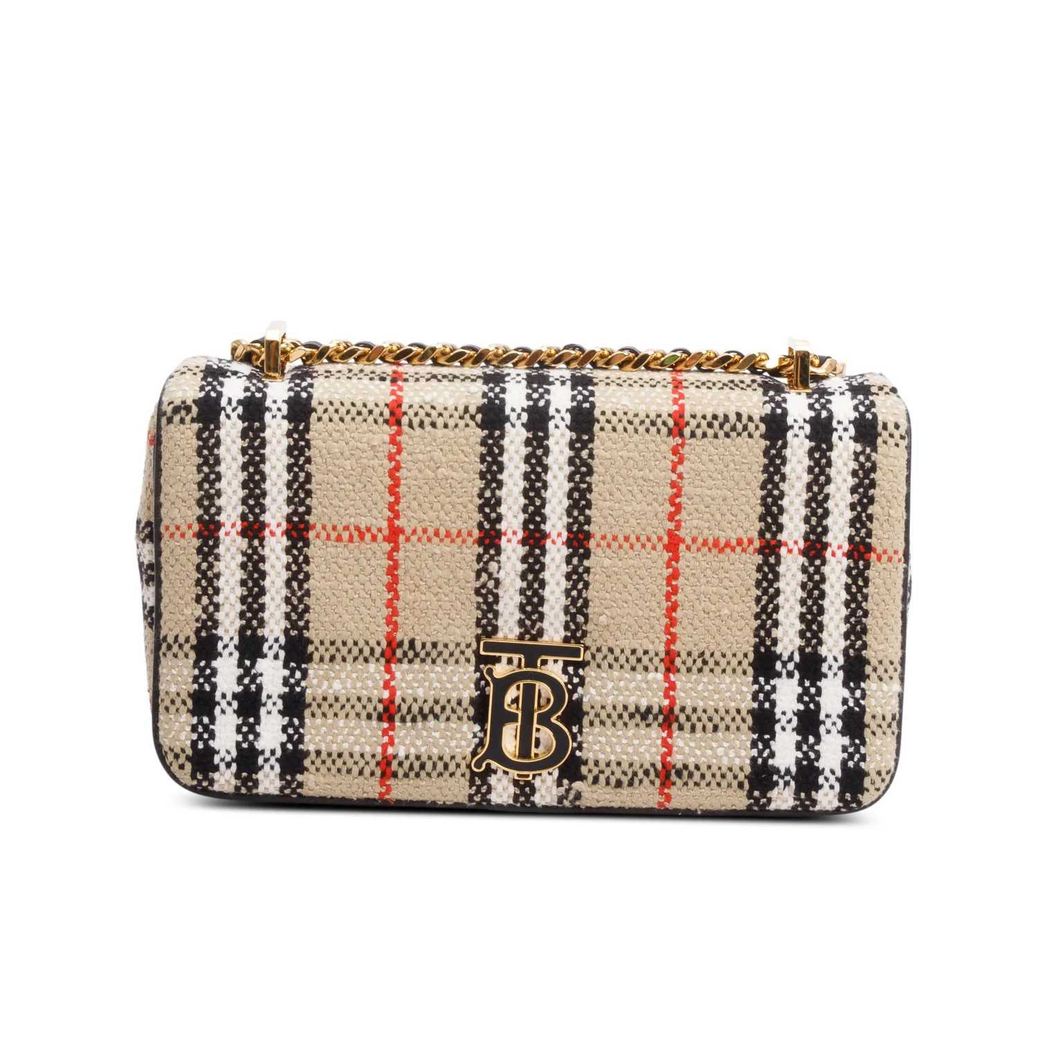 Burberry Beige Check Tweed Small Lola TB Shoulder Bag w/ Box - Image 4