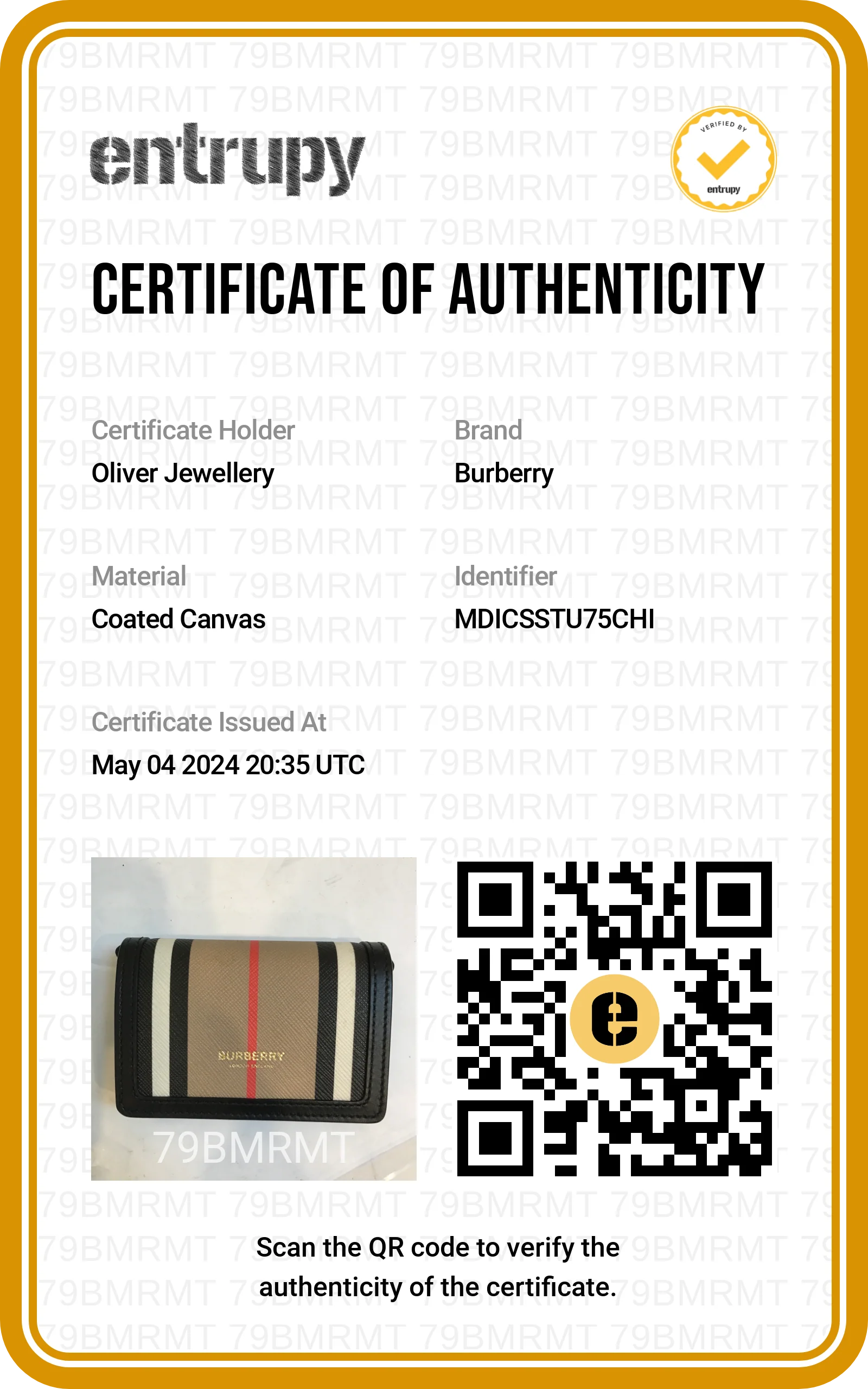 Burberry Beige E-Canvas Icon Stripe Card Holder Wallet - Image 7