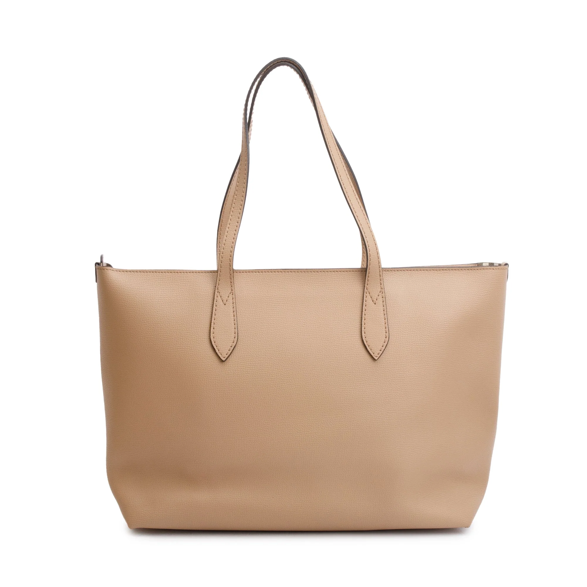 Burberry Beige Grained Leather Zip Tote Bag - Image 3