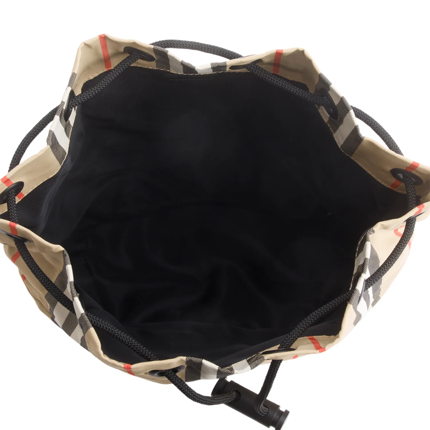 Burberry Beige Icon Stripe Nylon Phoebe Mini Drawstring Pouch - Image 6