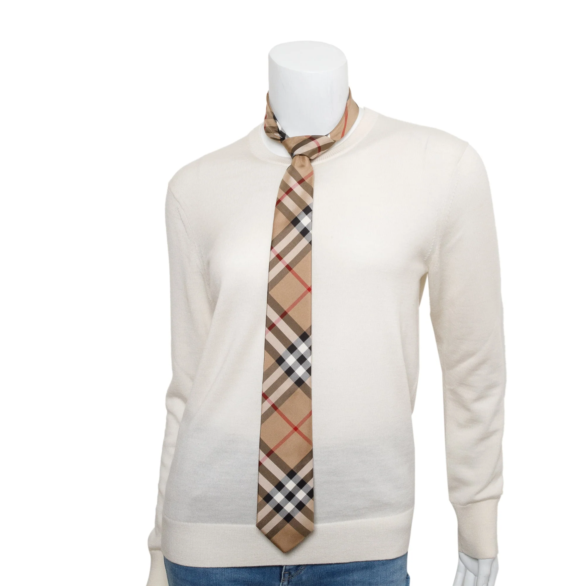 Burberry Beige Nova Check Silk Tie - Image 6