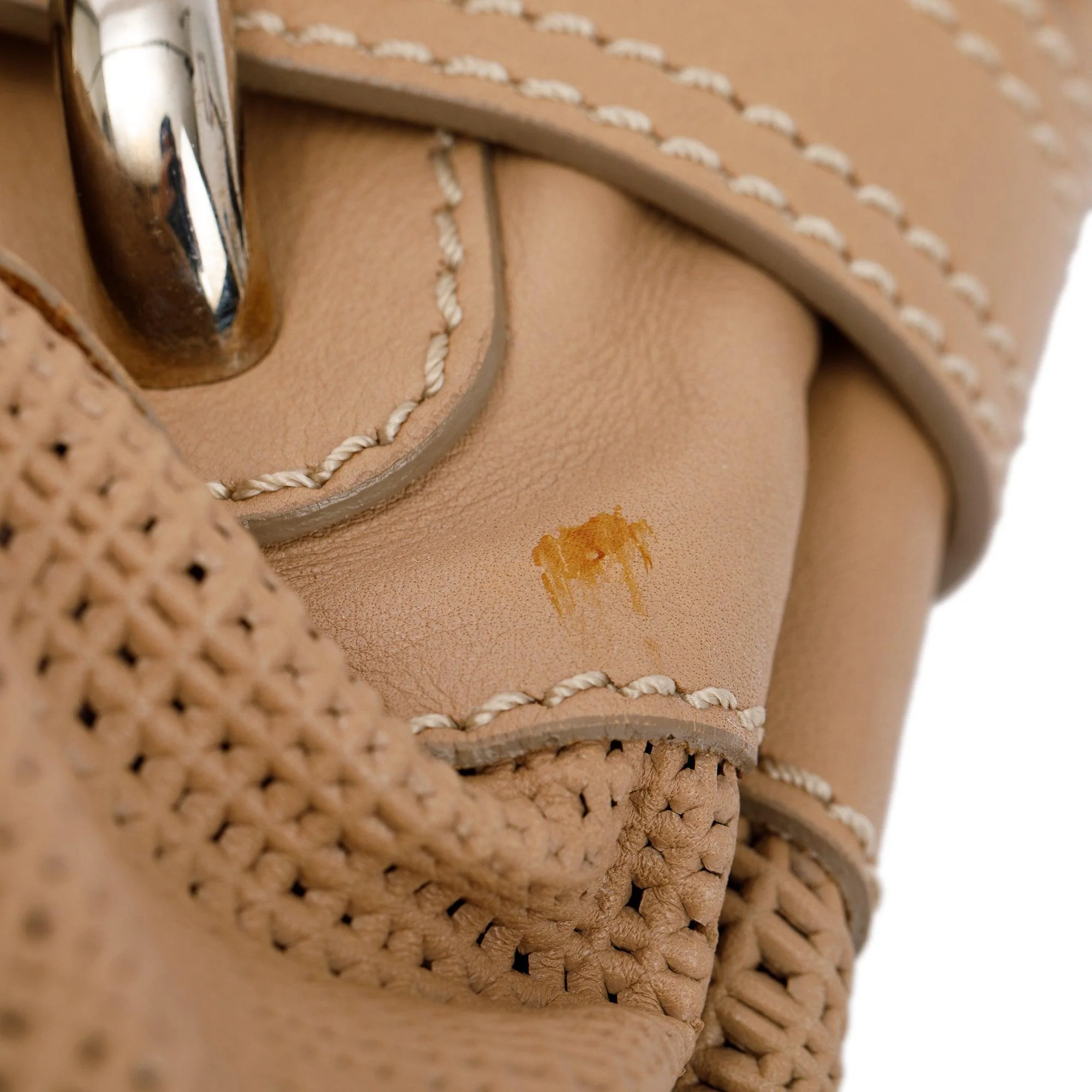 Burberry Beige Perforated Calfskin Leather Bromley Front Pocket Bag - Image 7
