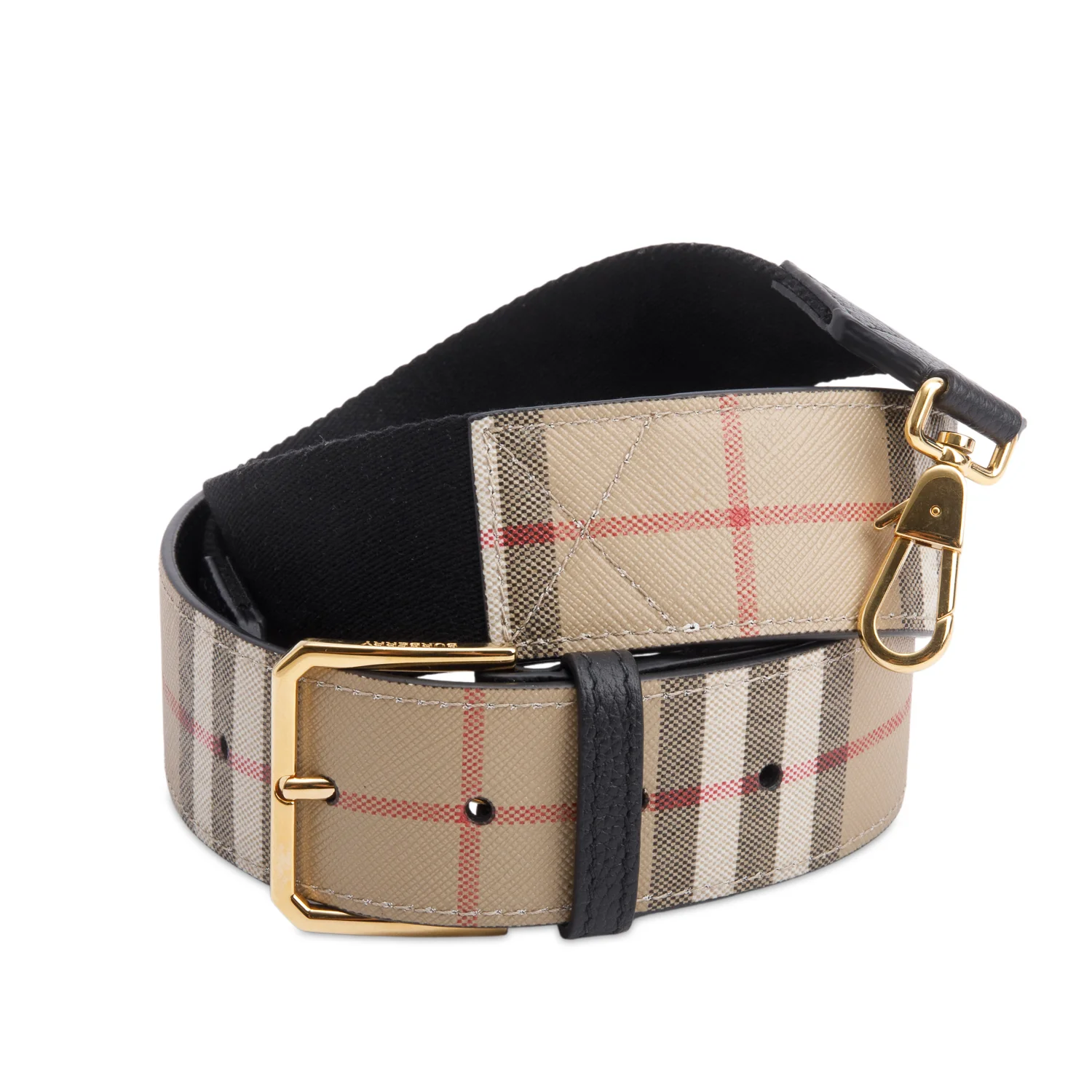 Burberry Black/Beige Check Bag Strap