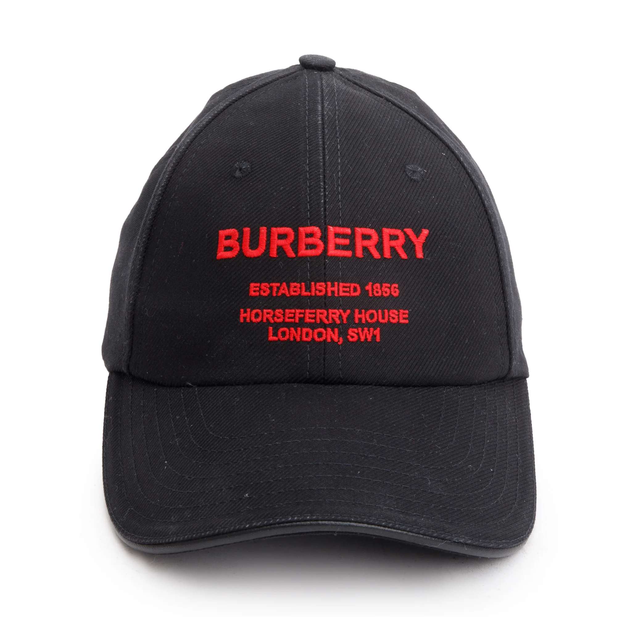 Burberry Black Cotton Burberry Horseferry Motif Baseball Hat, Size S