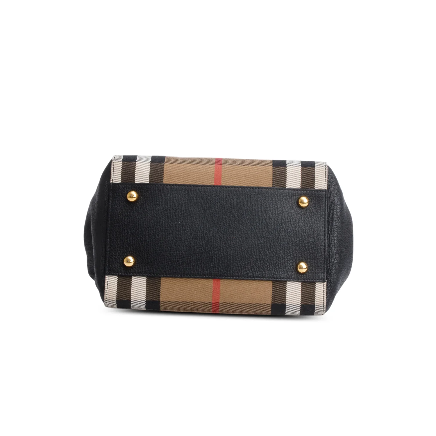 Burberry Black Grainy Calfskin House Check Small Canterbury Tote - Image 6