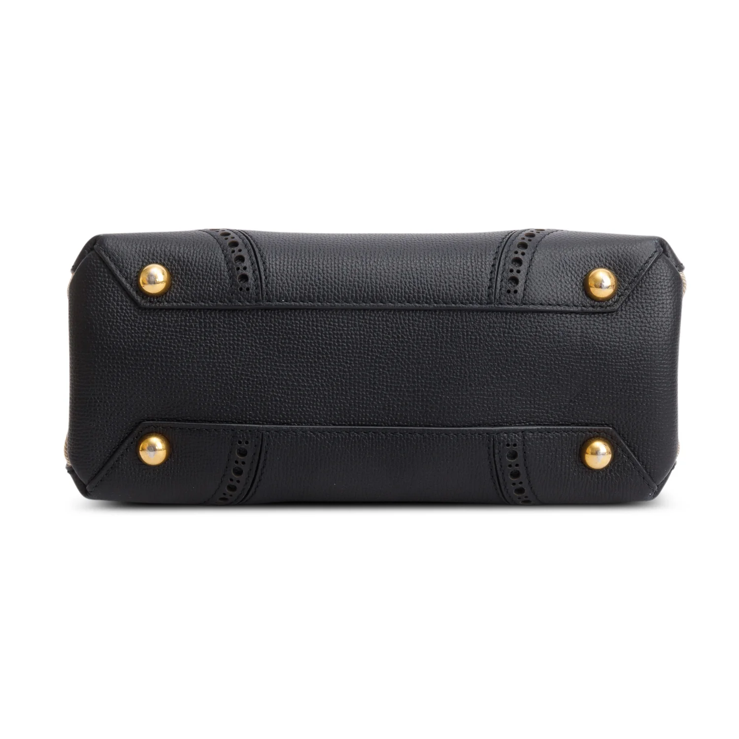 Burberry Black Grainy Calfskin Perforated House Check Small Brogue Banner Tote - Image 5