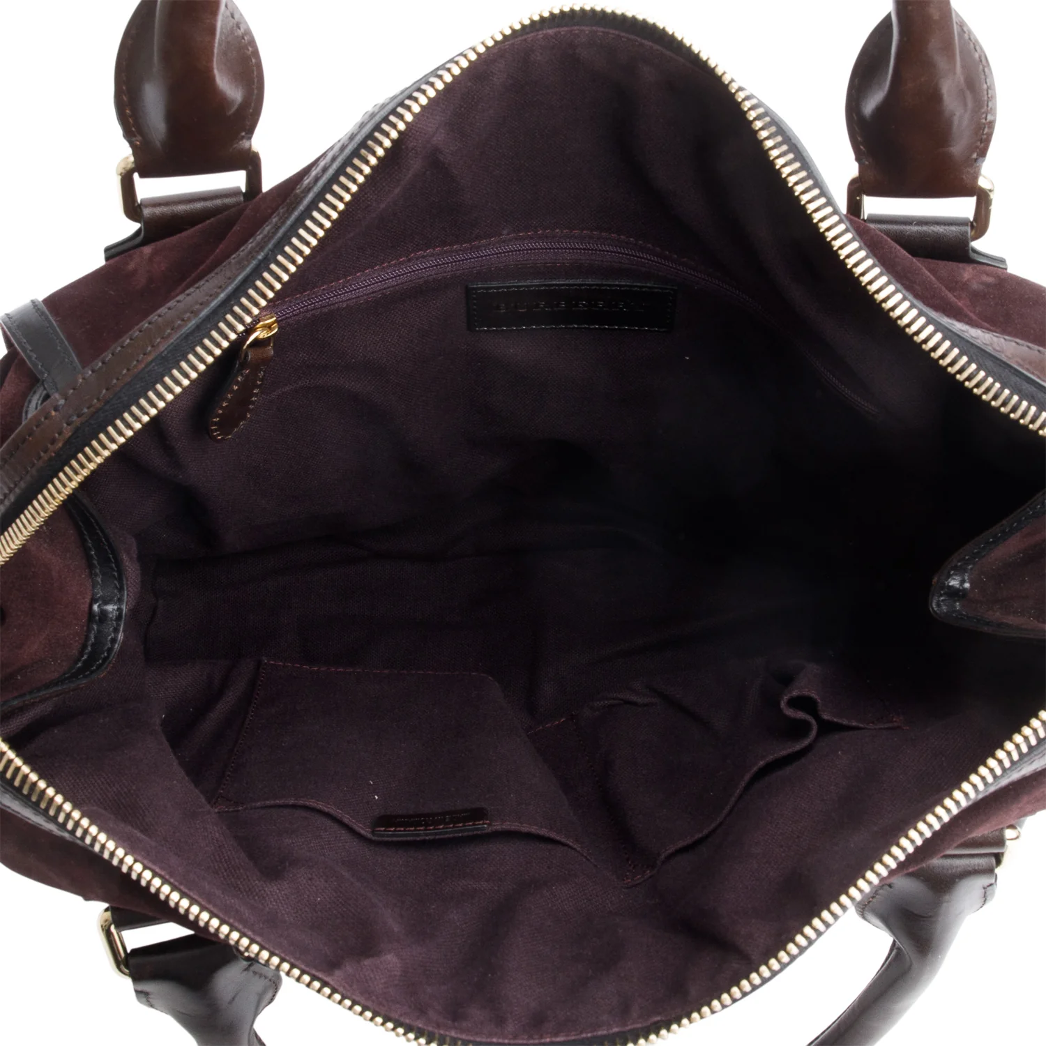 Burberry Black Leather & Burgundy Suede Aubergine Shoulder Bag - Image 7