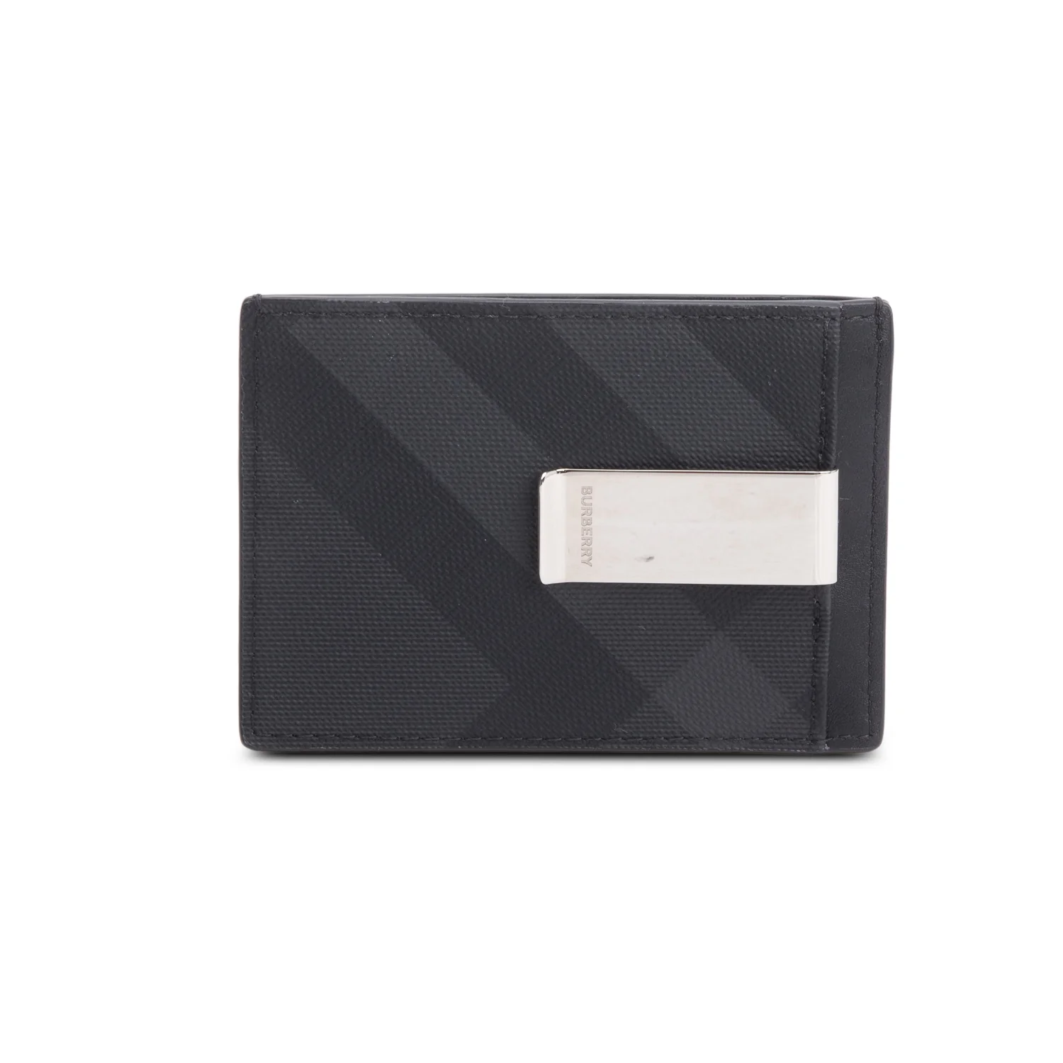 Burberry Black Leather Chase London Check Card Case w/ Box - Image 4