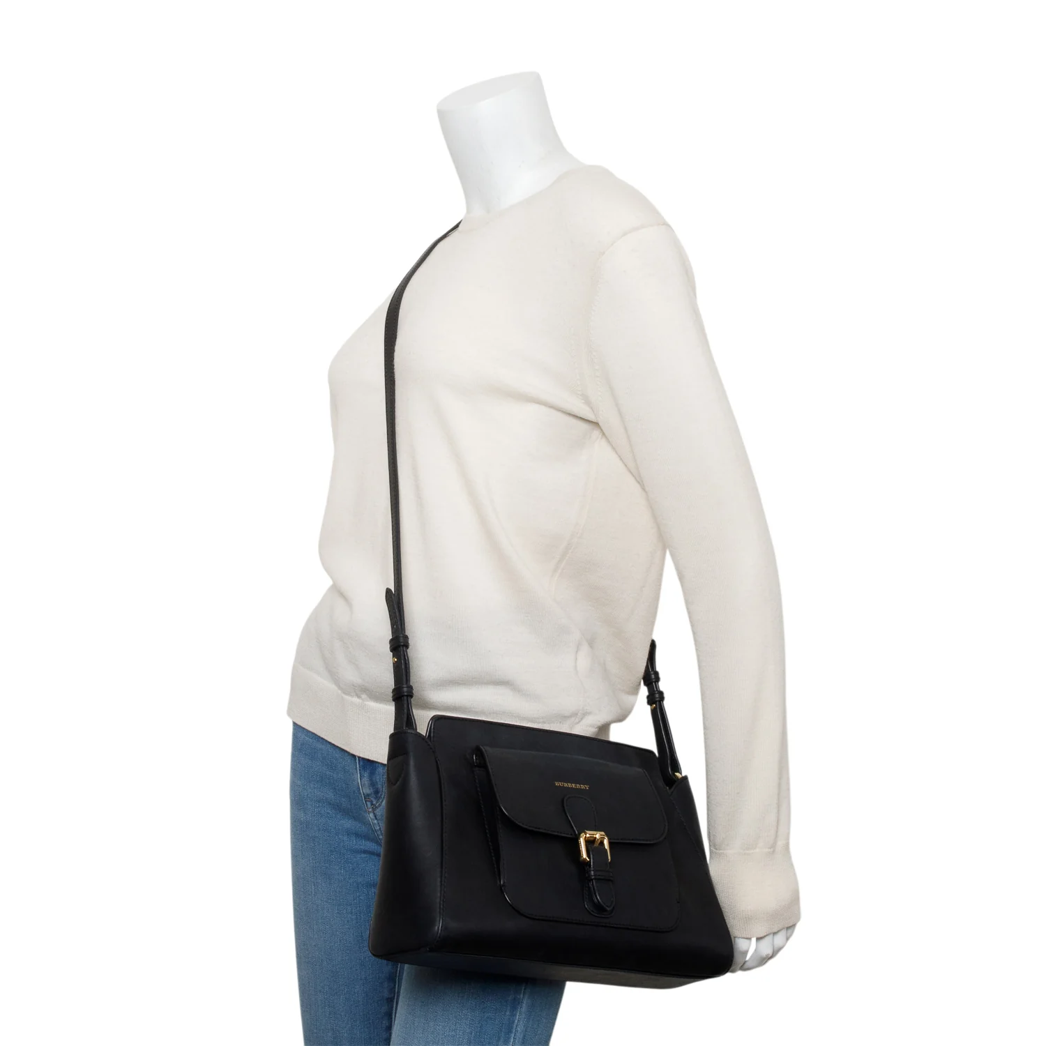 Burberry Black Leather Front Pocket Crossbody Bag - Image 2