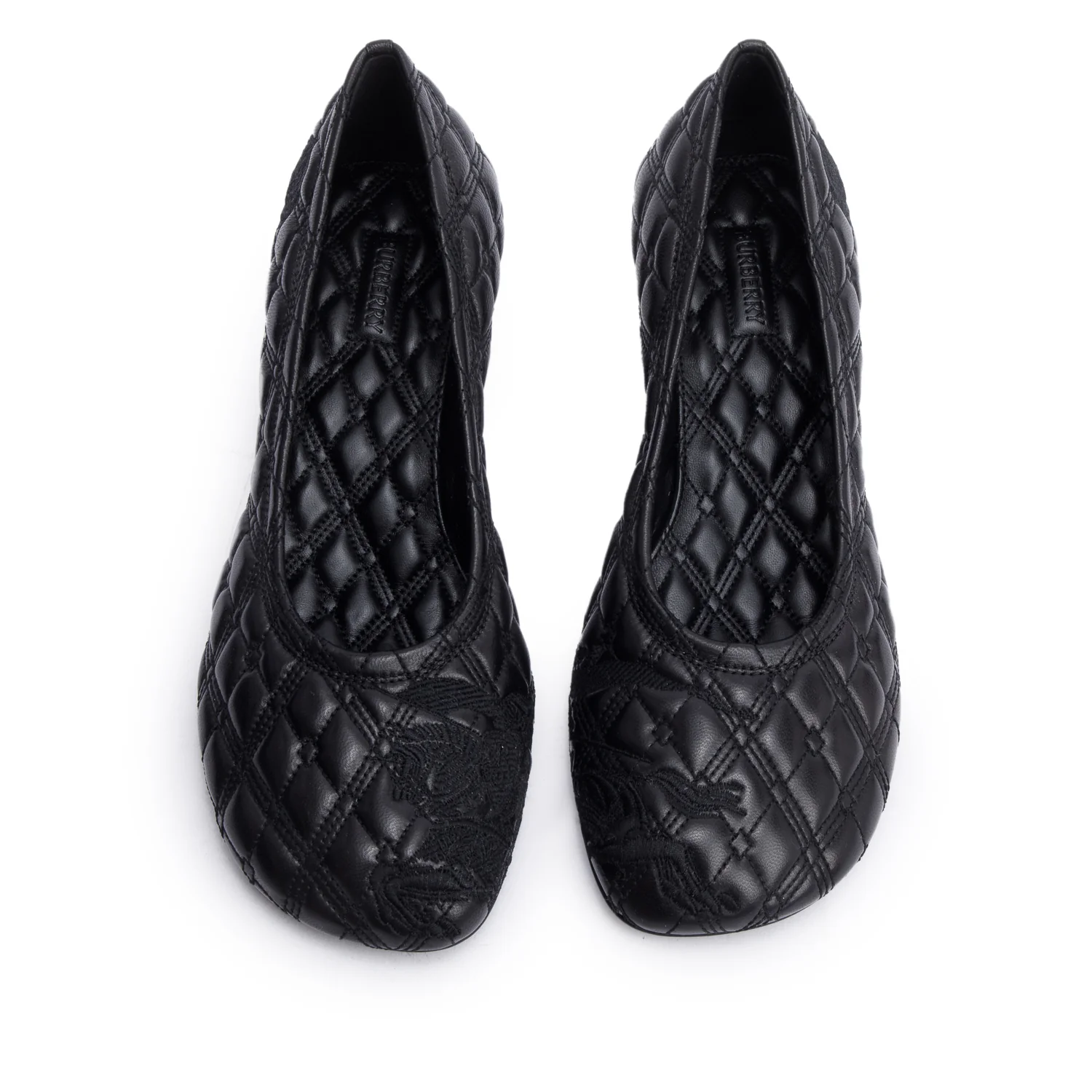 Burberry Black Quilted Nappa Leather Baby Pumps, Size 37.5 w/ Box - Image 3