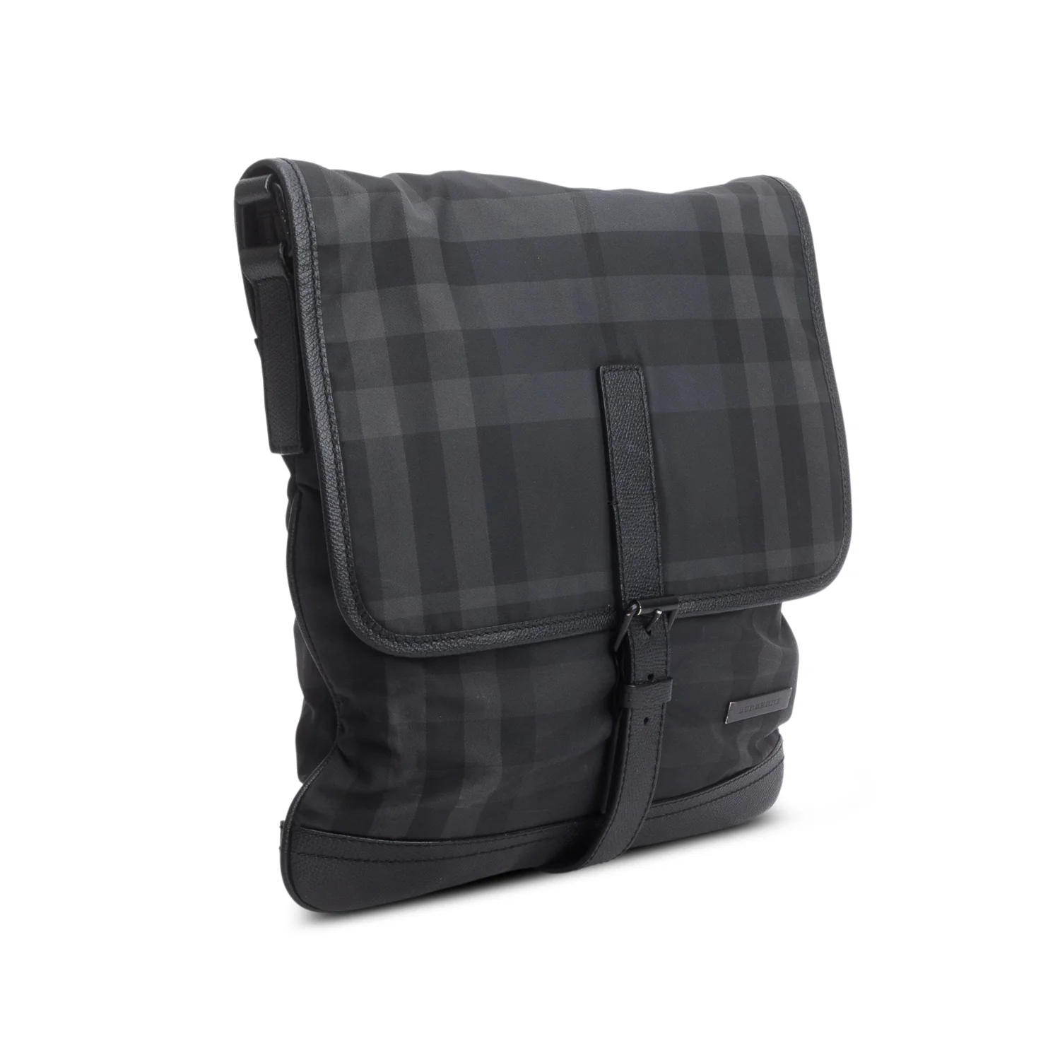 Burberry Black Smoked Check Nylon Messenger Bag - Image 4