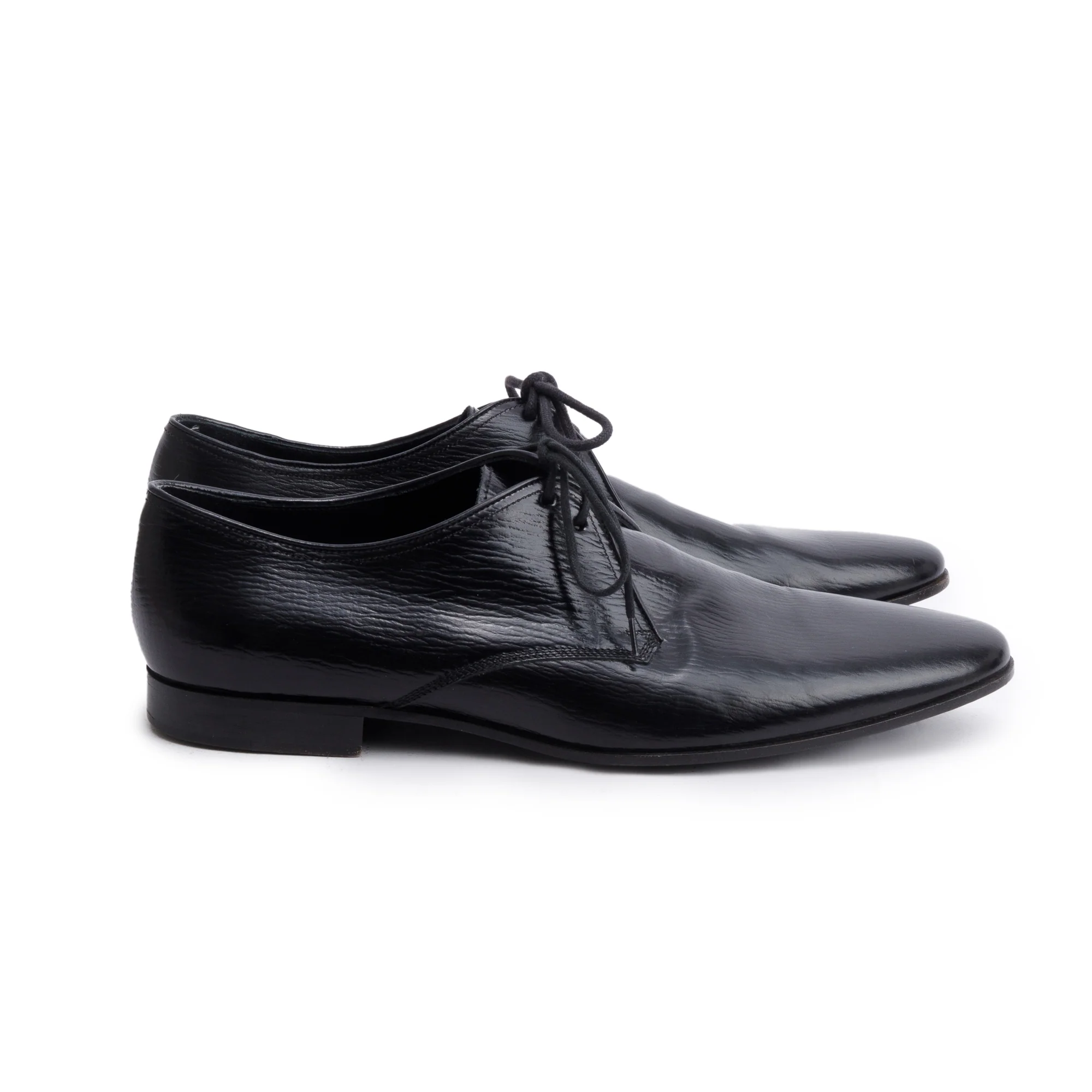 Burberry Black Textured Leather Carlyle Derby Shoes, Size 44 - Image 2