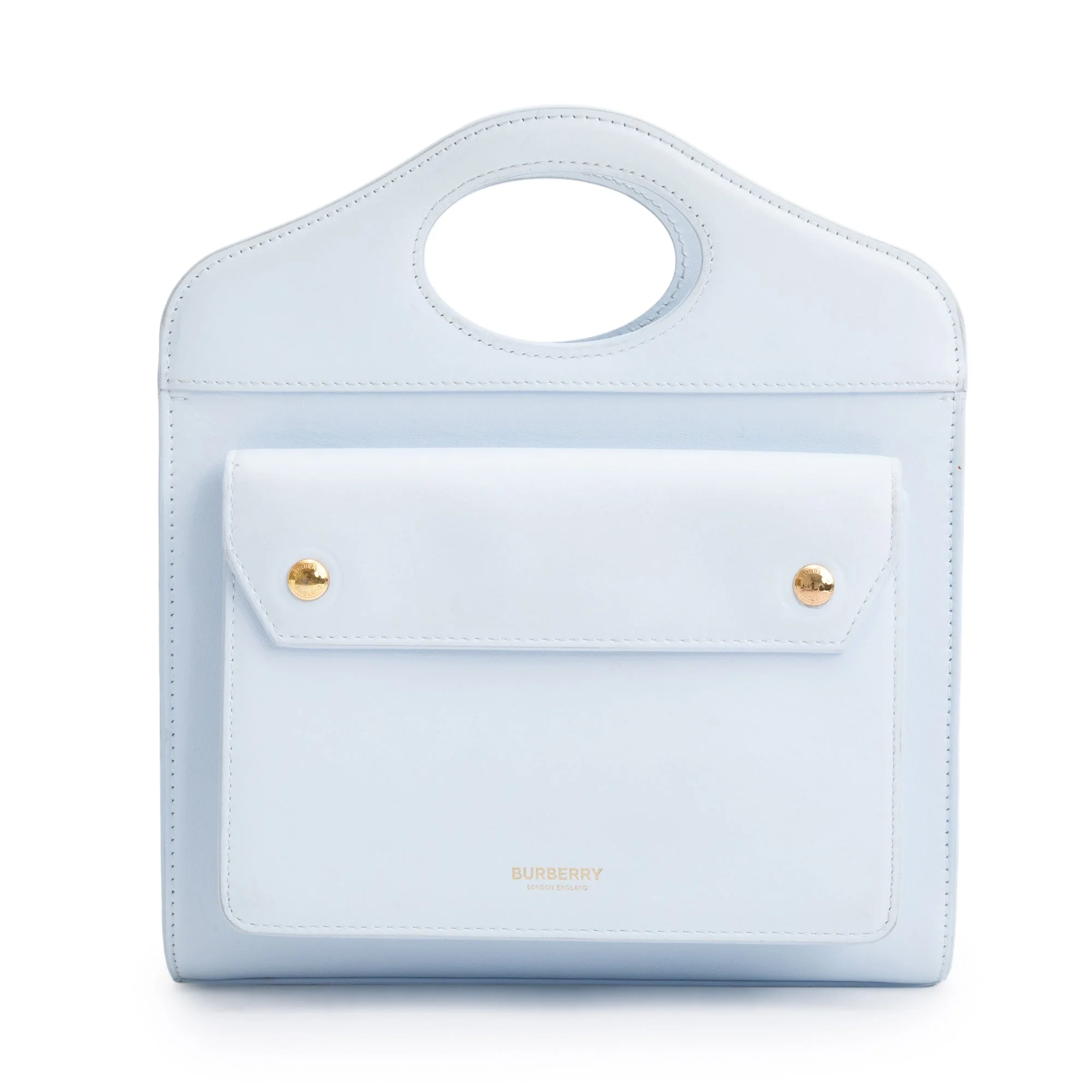 Burberry Blue Calfskin Leather Mini Pocket Bag w/ Strap & Box - Image 4