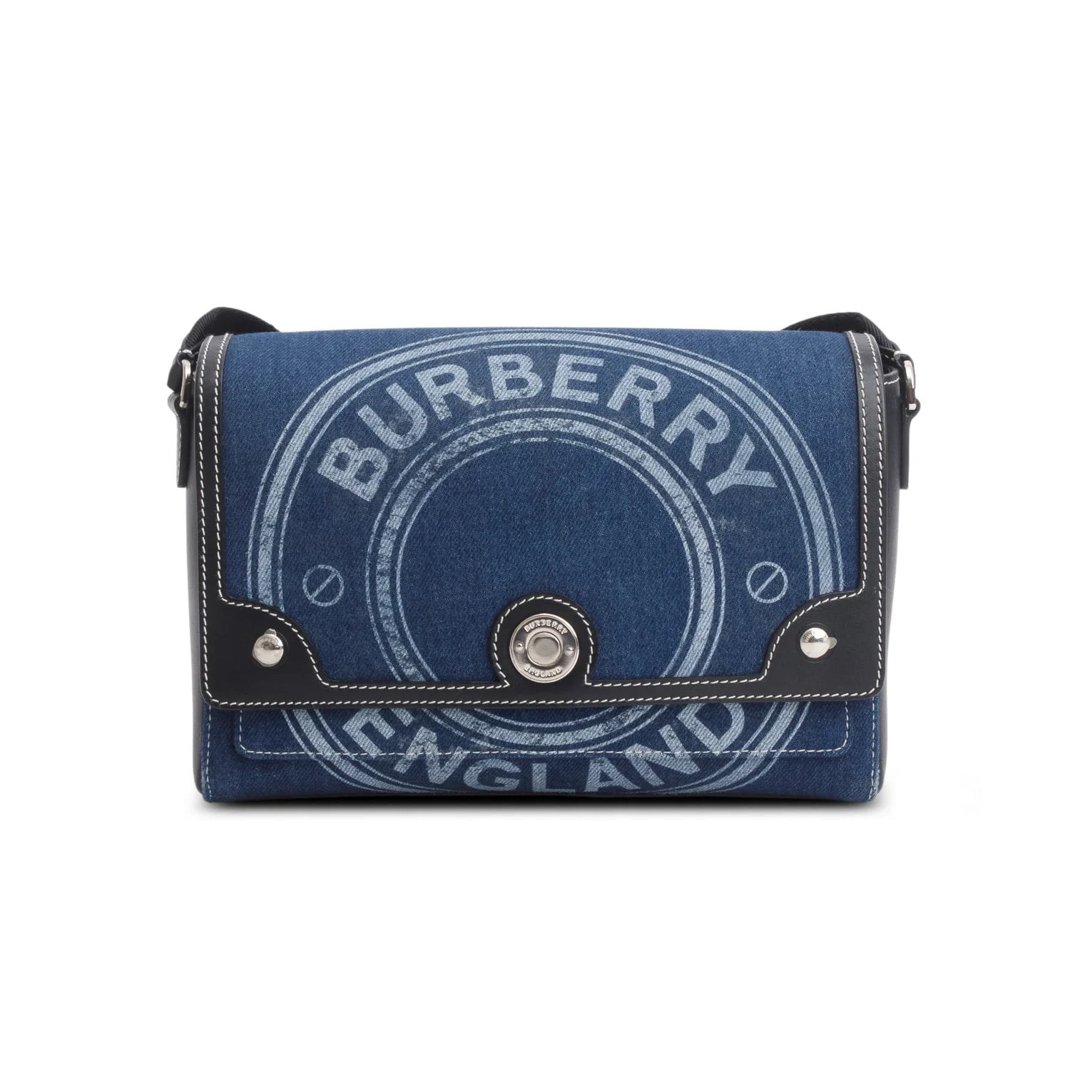 Burberry Blue Denim Logo Print Note Crossbody Bag - Image 3
