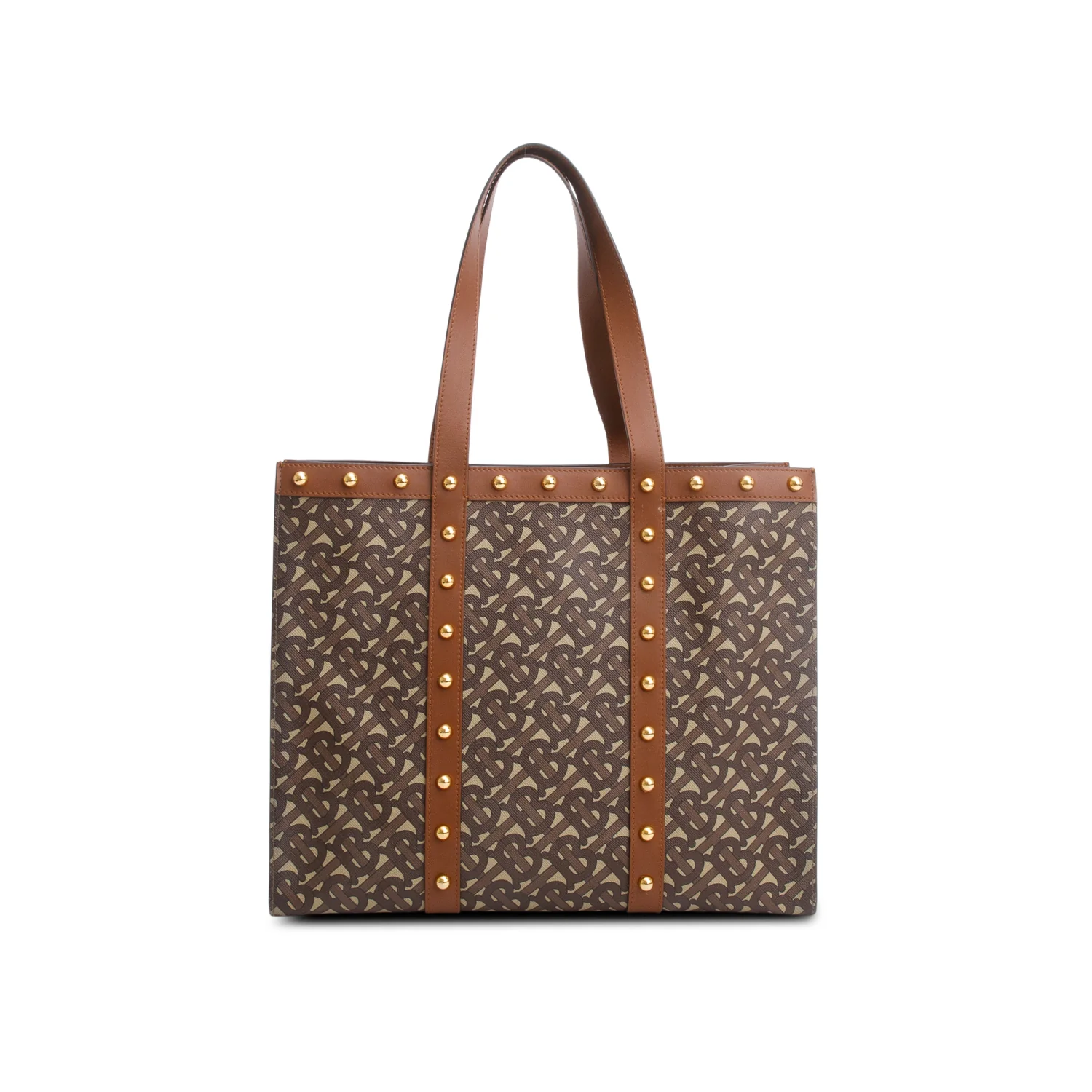 Burberry Brown E-Canvas Monogram Studded Book Tote - Image 4