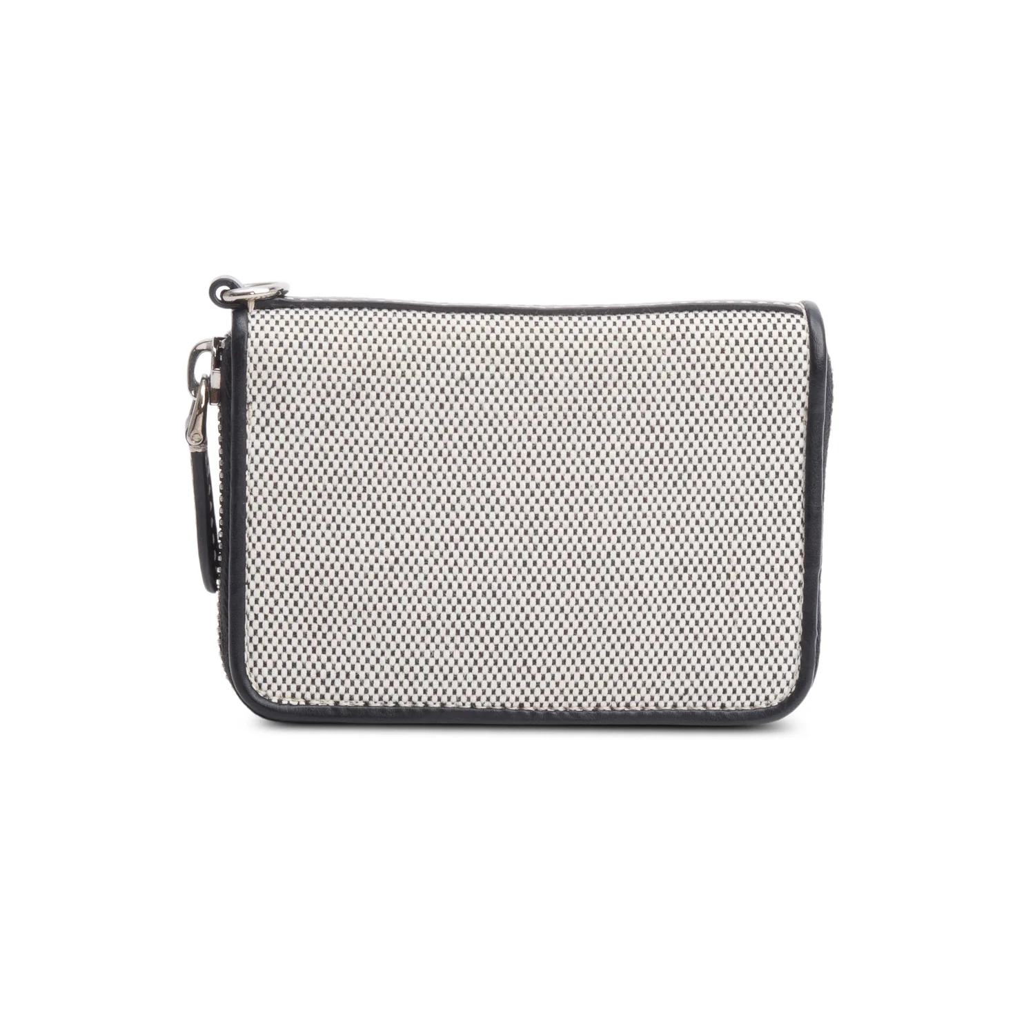 Burberry Canvas & Black Leather Zip Wallet w/ Strap - Image 5