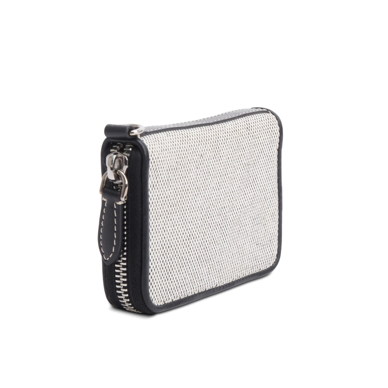 Burberry Canvas & Black Leather Zip Wallet w/ Strap - Image 6