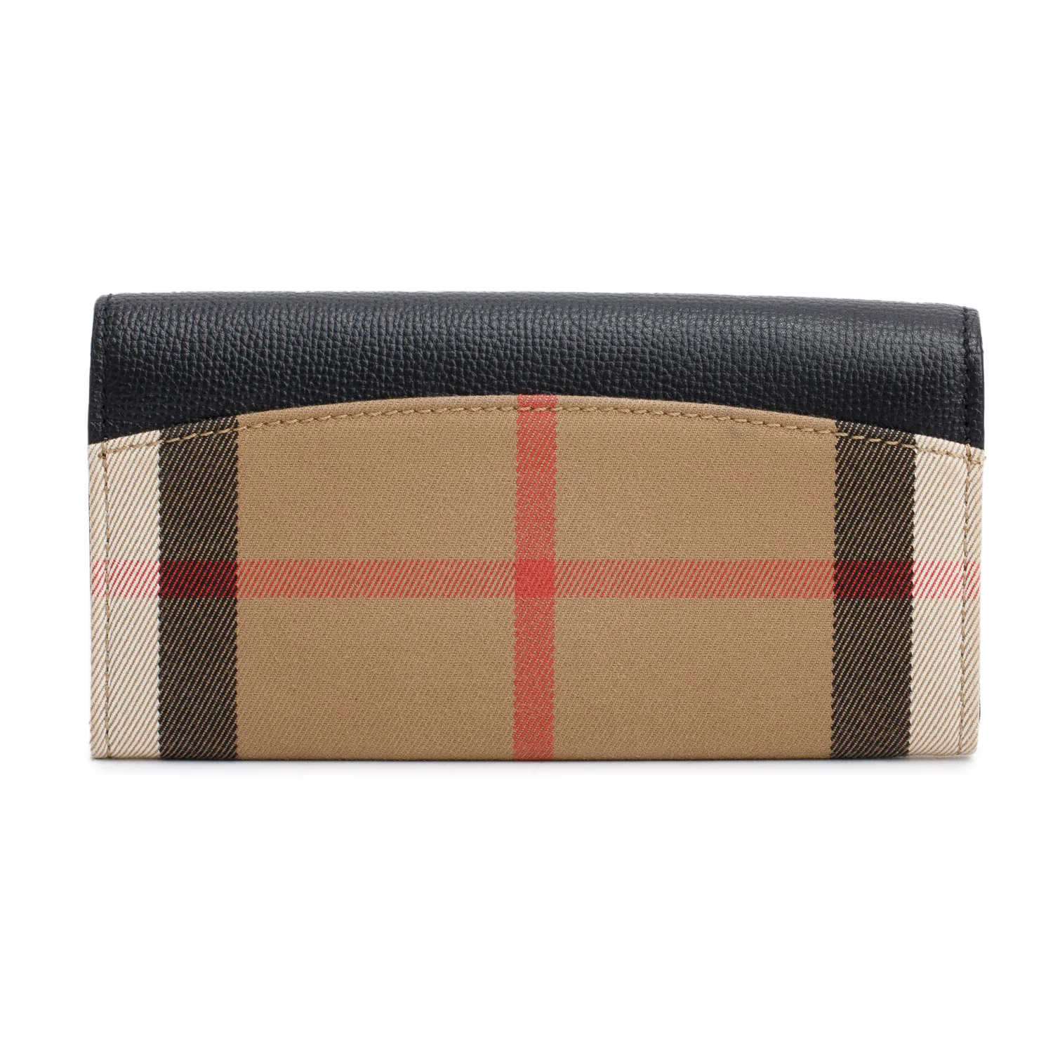 Burberry Check Canvas Black  Leather Trim Porter Continental Flap Wallet - Image 3
