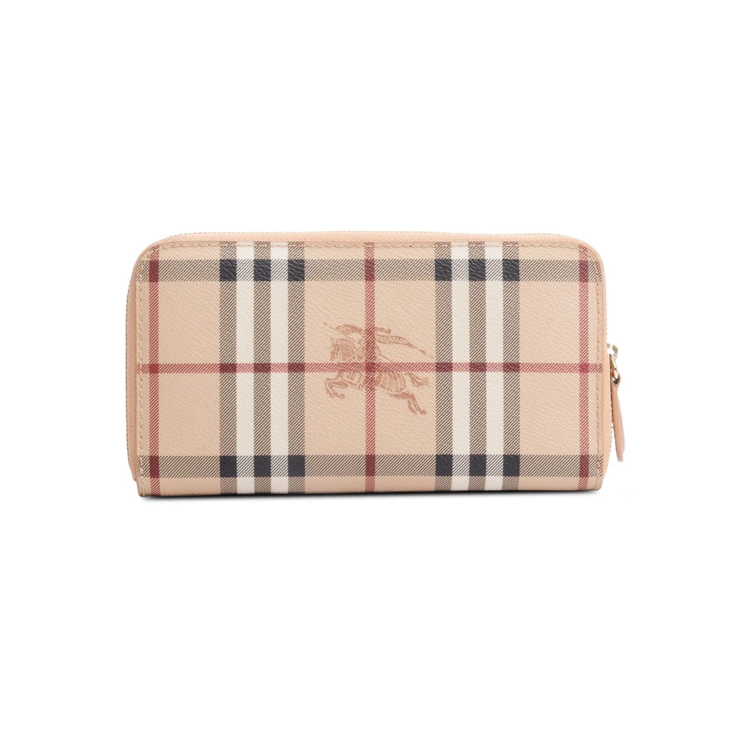 Burberry Check Canvas Pink Leather Trim Derby Continental Zip Wallet - Image 3
