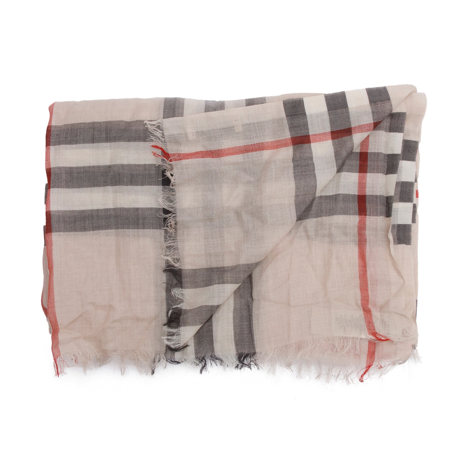 Burberry Creme Multicolor Gauze Giant House Check Silk Wool Scarf w/ Box & Receipt - Image 6