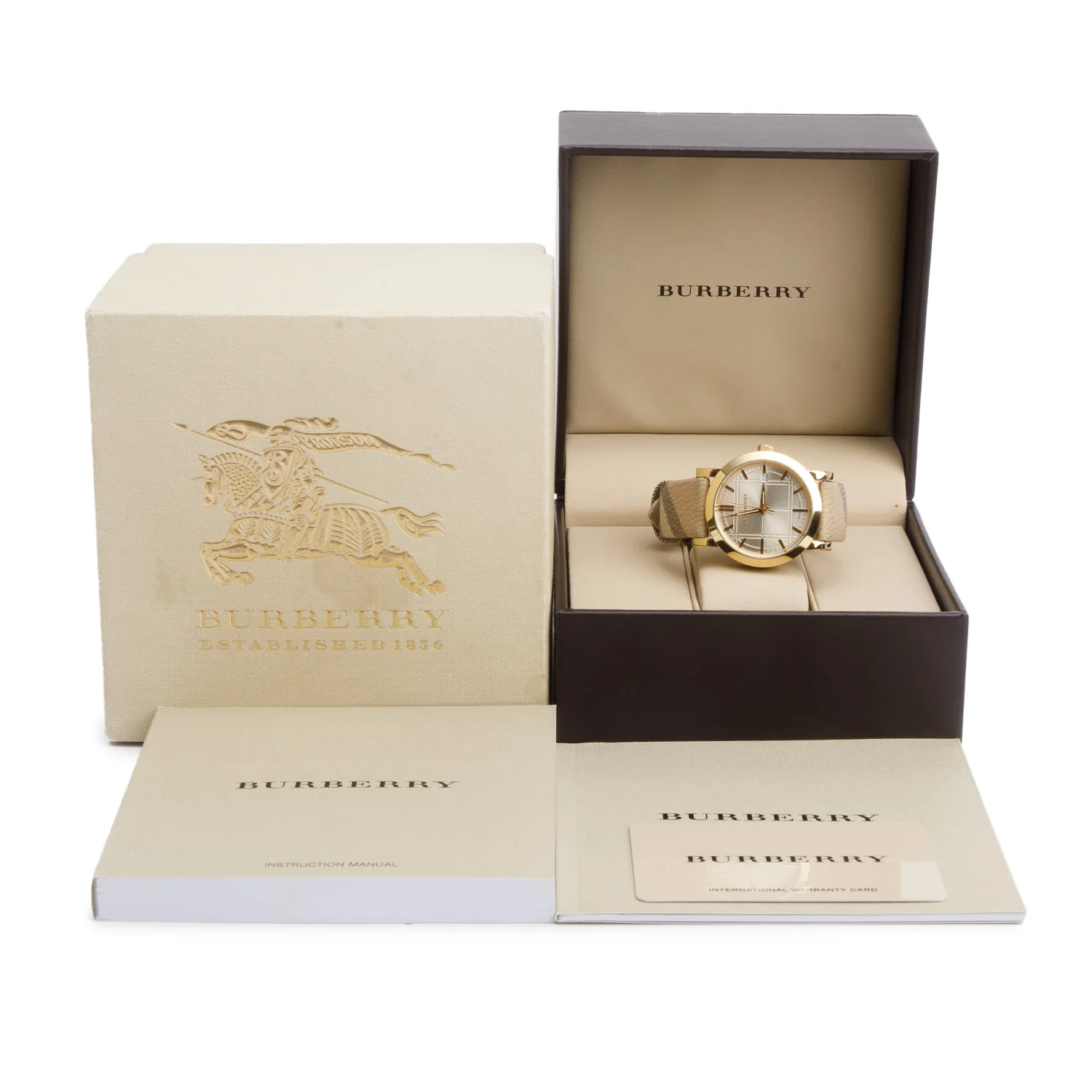 Burberry Gold-Plated Stainless Steel BU1396 38 MM The City Quartz Watch w/ Box & Papers - Image 2