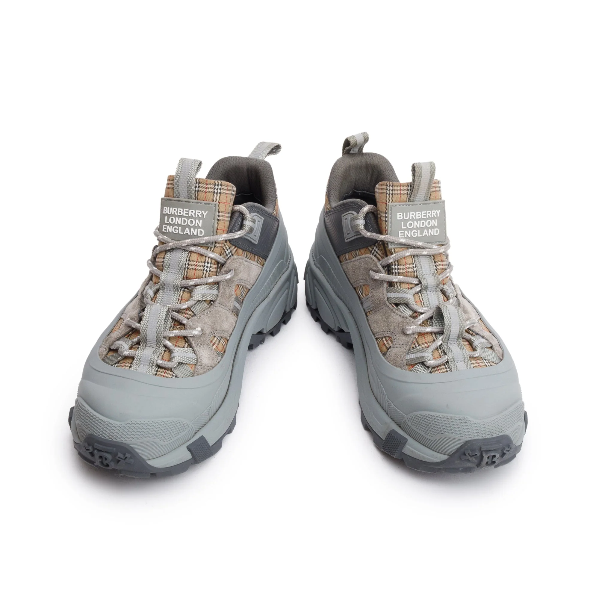 Burberry Grey Rubber House Check Canvas Arthur Sneakers, Size 39 w/ Box - Image 4