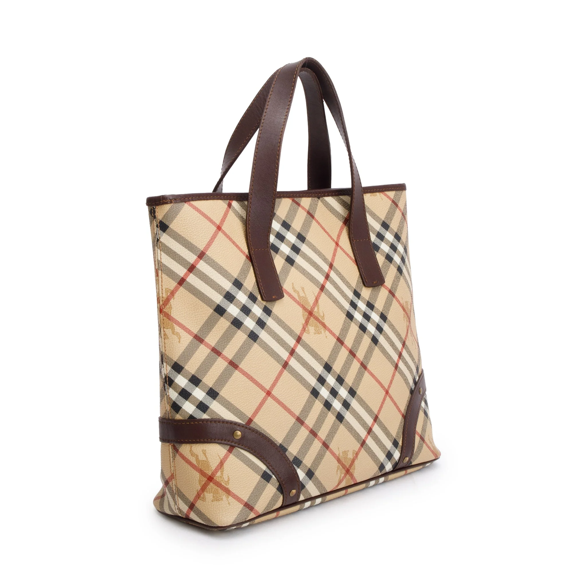 Burberry Haymarket Check Leather-Trimmed Studded Tote Bag - Image 2