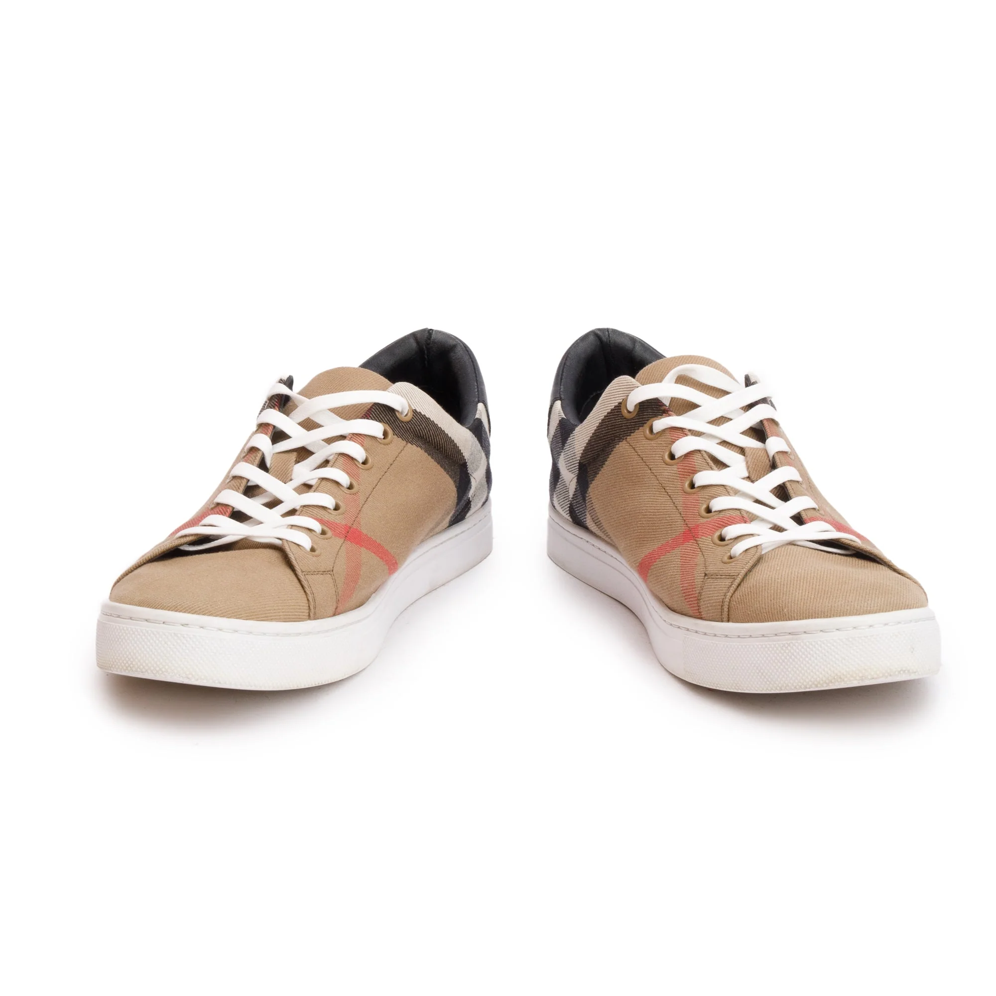 Burberry House Check and Leather Sneakers, Size 44 - Image 4