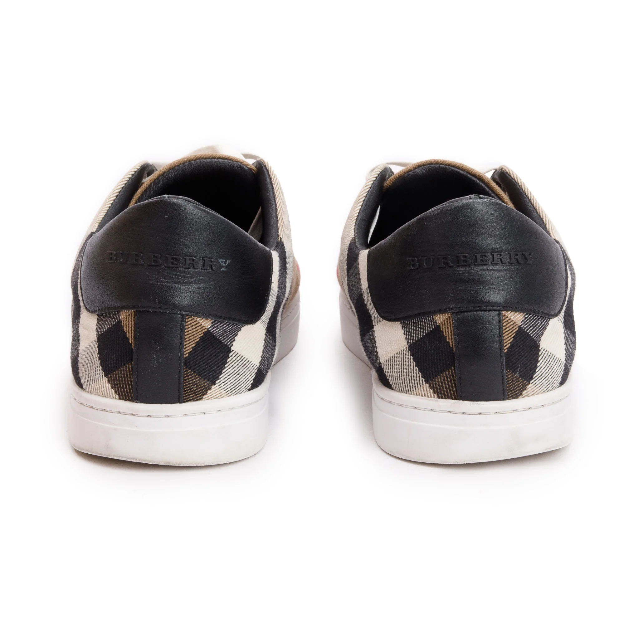 Burberry House Check and Leather Sneakers, Size 44 - Image 5