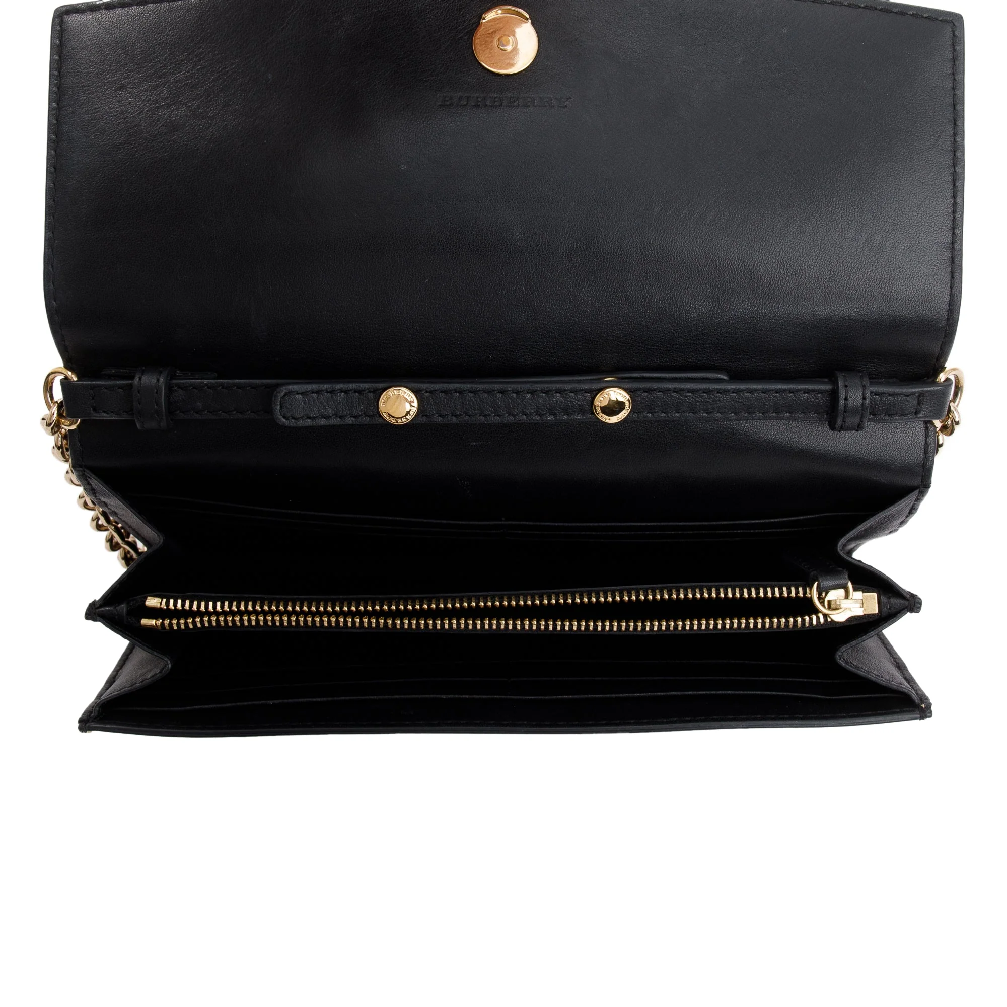 Burberry House Check Black Calfskin Leather Henley Wallet on Chain - Image 16