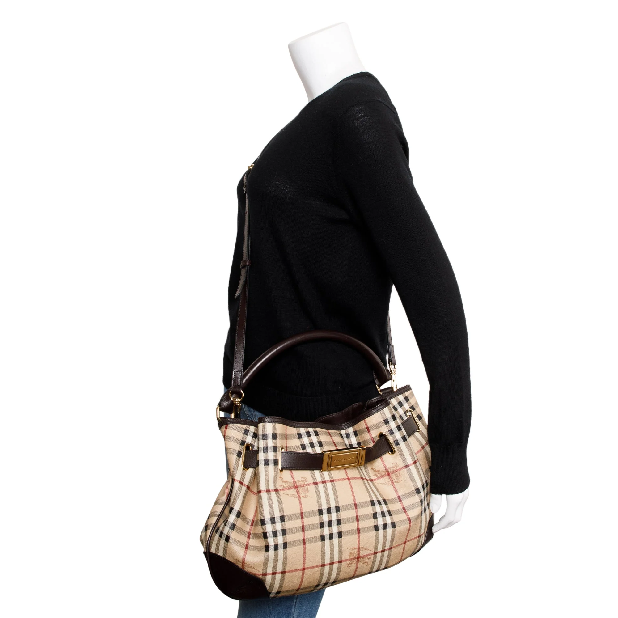 Burberry House Check Canvas Medium Willenmore Hobo Bag w/ Strap - Image 2