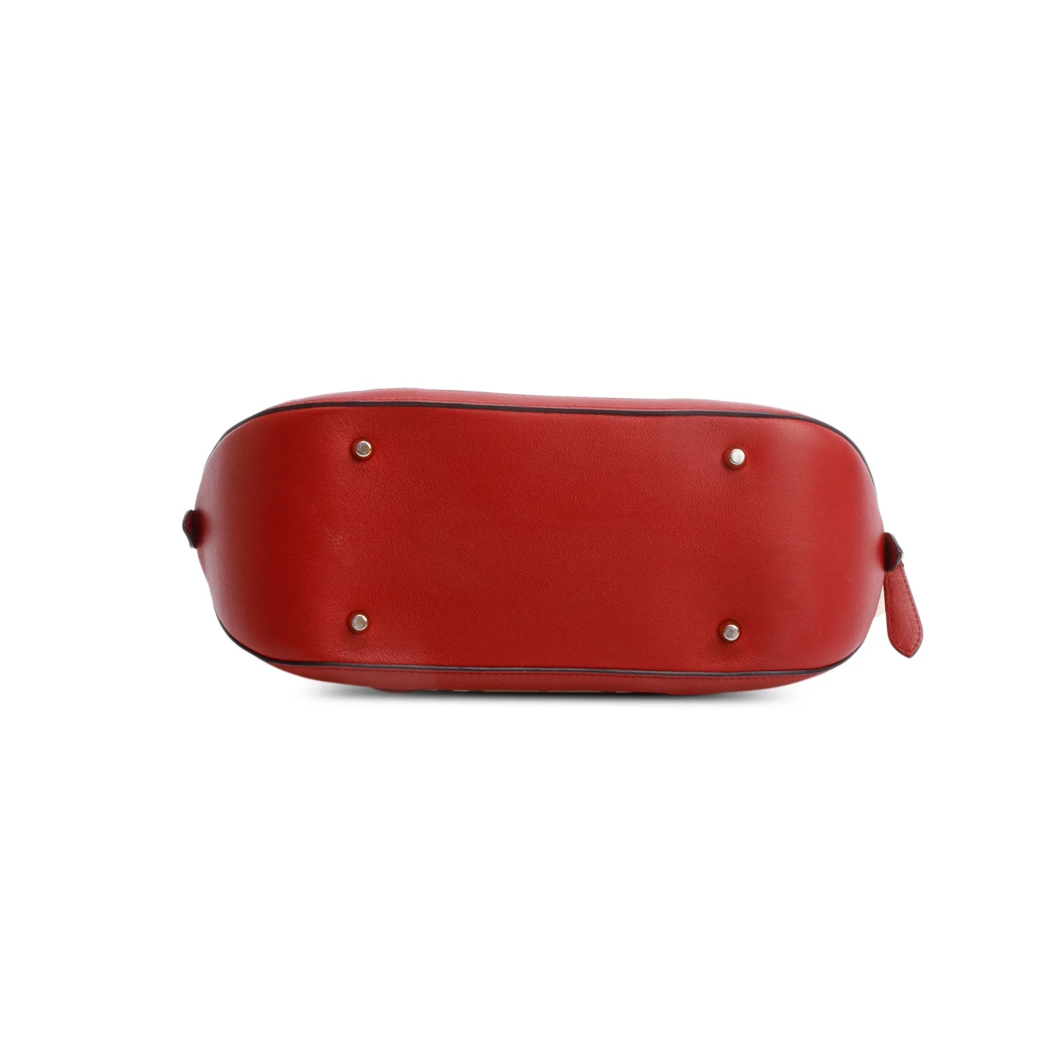 Burberry House Check Red Leather Trim Small Orchard Bowling Bag - Image 5
