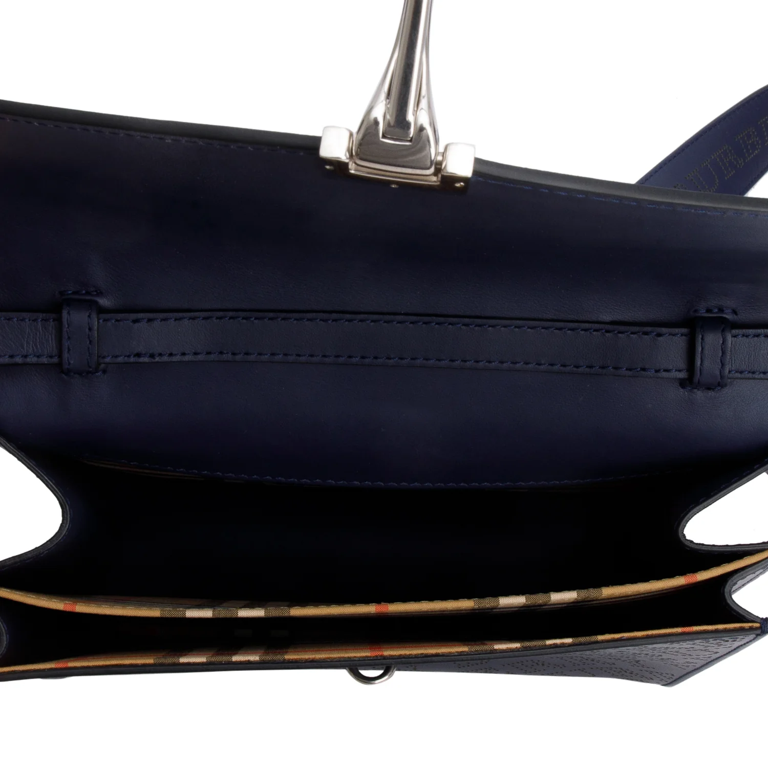 Burberry Navy Leather Perforated Macken Crossbody Bag - Image 8