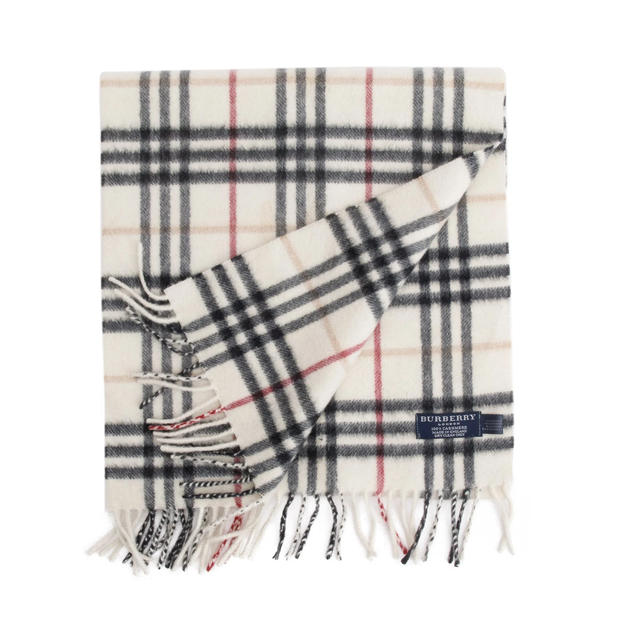 Burberry Neutral Multicolor House Check Cashmere Scarf - Image 4