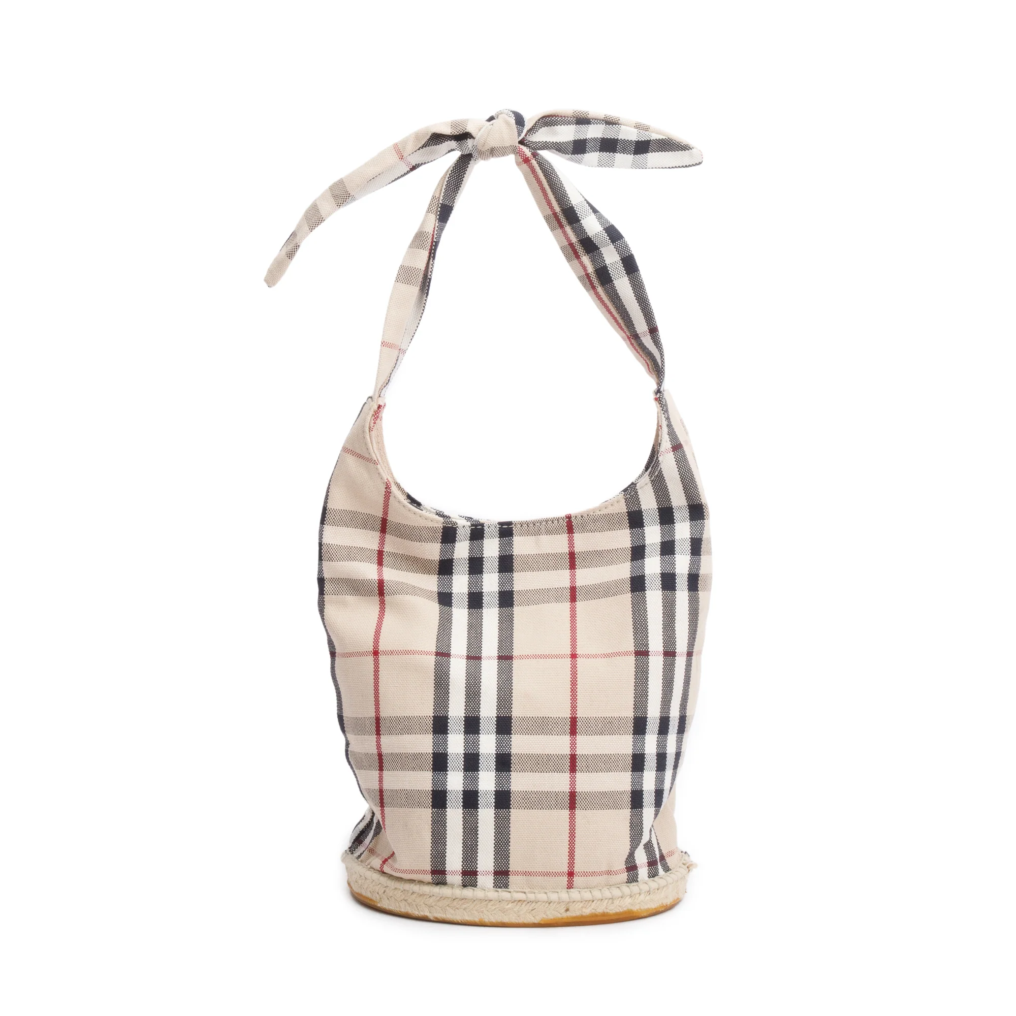 Burberry Nova Check Canvas Small Espadrille Hobo Bag - Image 4