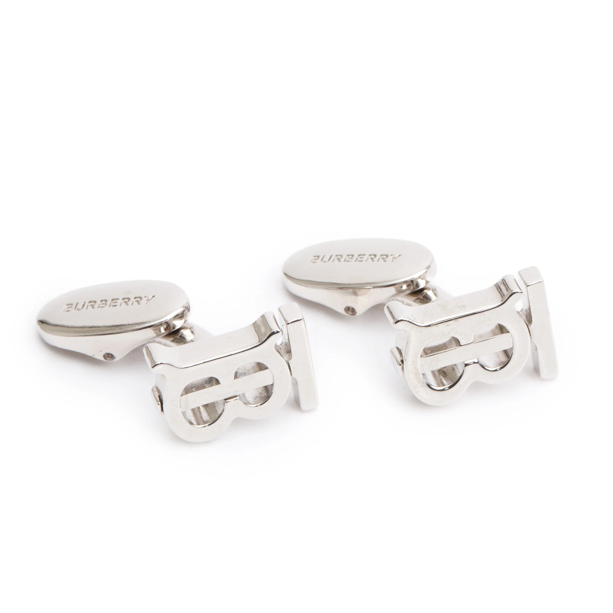 Burberry Palladium Plated TB Monogram Cufflinks w/ Box - Image 3