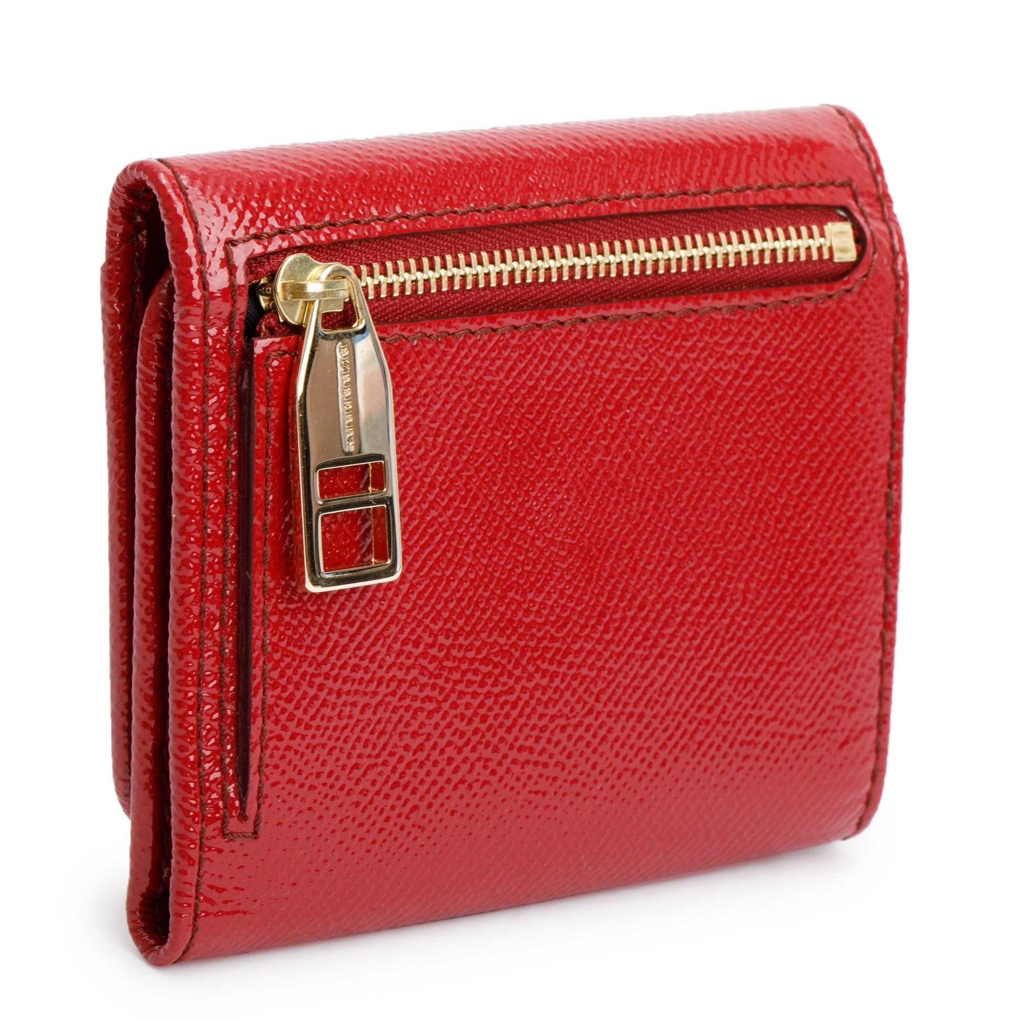 Burberry Red Grained Patent Leather Compact Wallet - Image 4