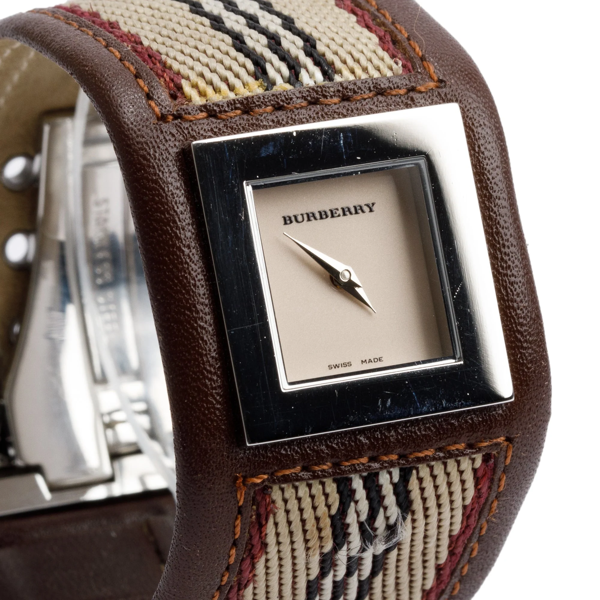 Burberry Stainless Steel BU4005 Canvas 22 MM Square Watch - Image 2