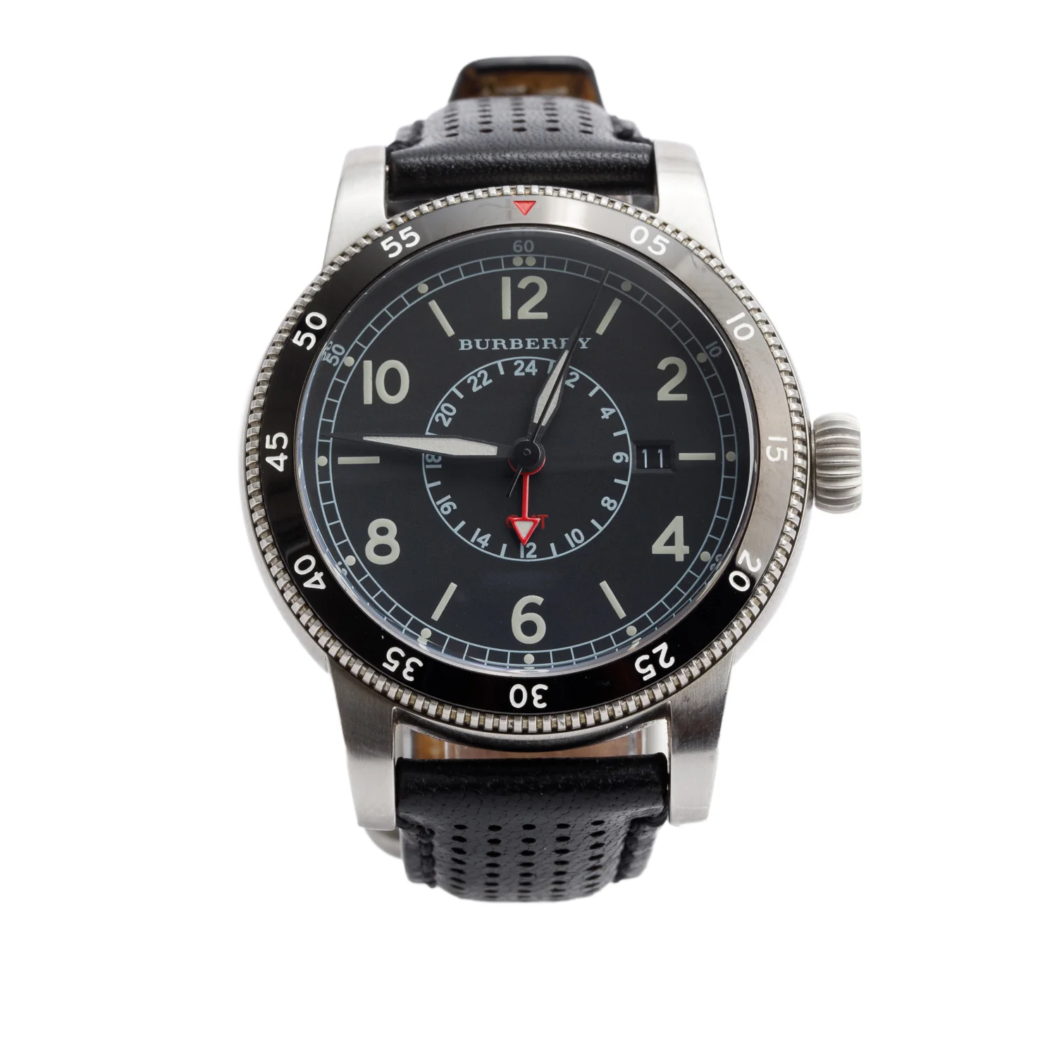 Burberry Stainless Steel BU7854 Utilitarian 42.5 MM GMT Quartz Watch Black Dial