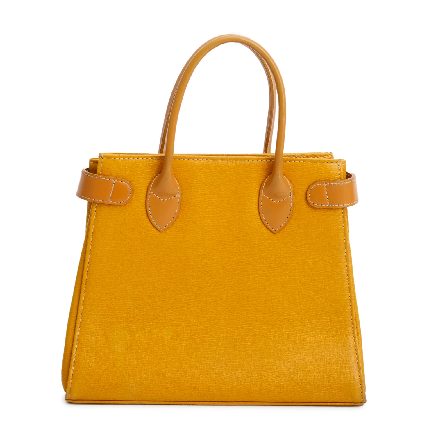 Burberry Yellow Calfskin Leather Small Tote - Image 3