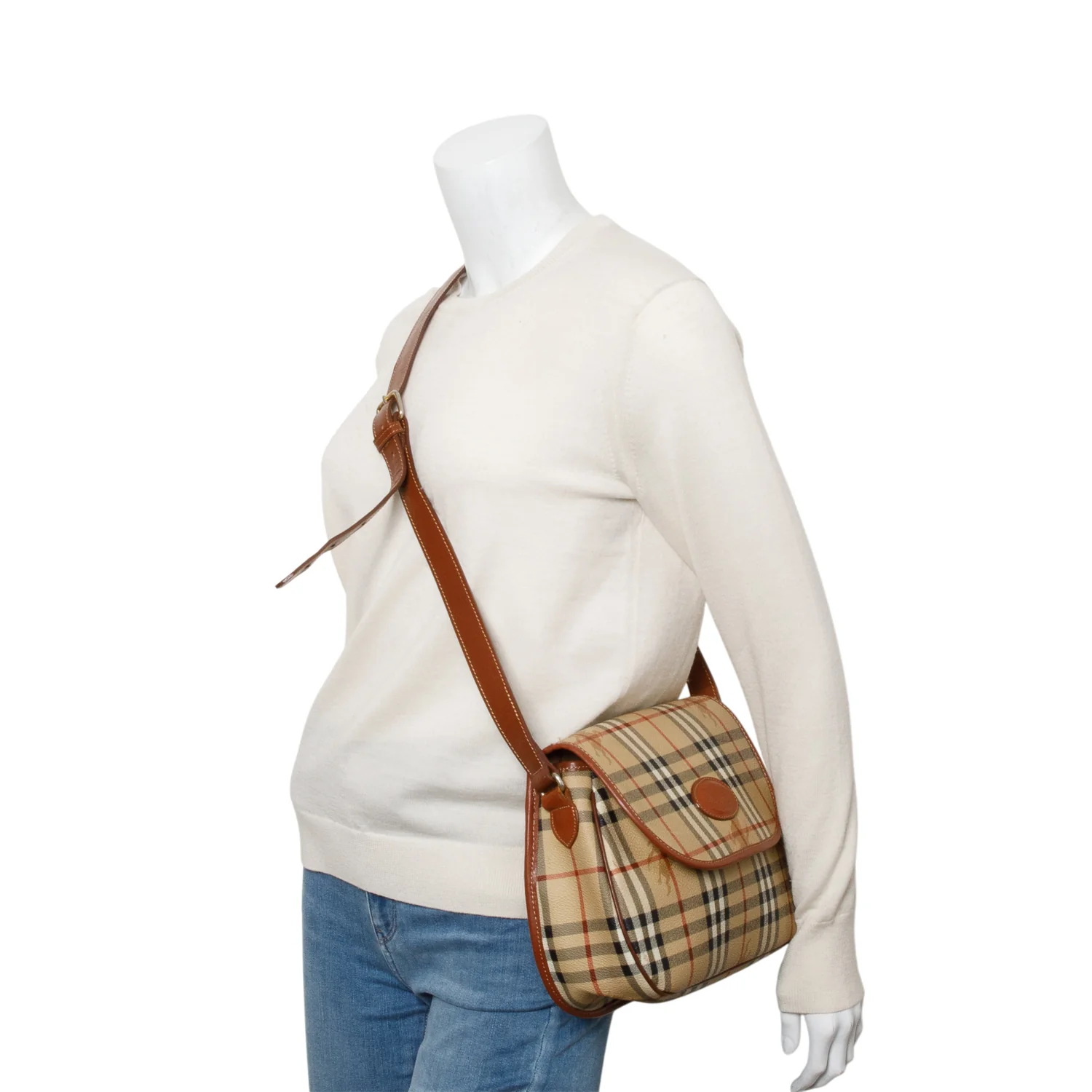Burberry's Vintage Haymarket Check Crossbody Bag - Image 2