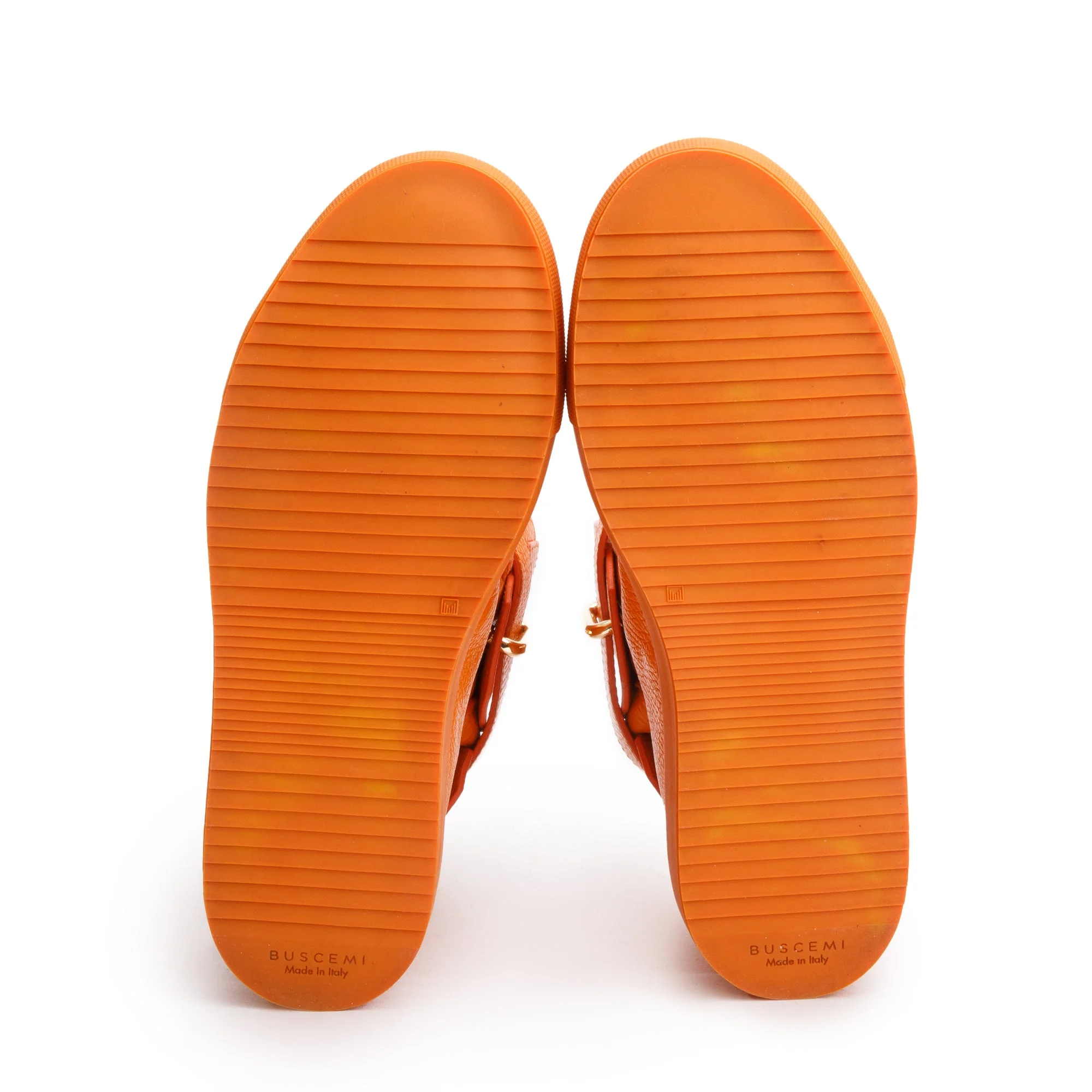 Buscemi Orange Leather 100MM Alta Womens High Top Sneakers, Size 40 w/ Box - Image 6
