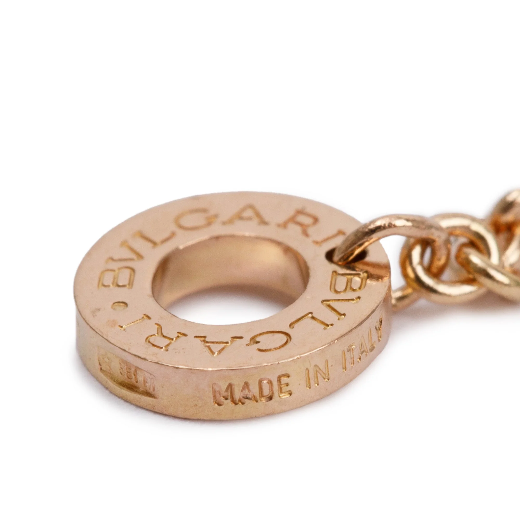 BVLGARI 18k Rose Gold Diamond Bvlgari Pendant Necklace w/ Box - Image 8