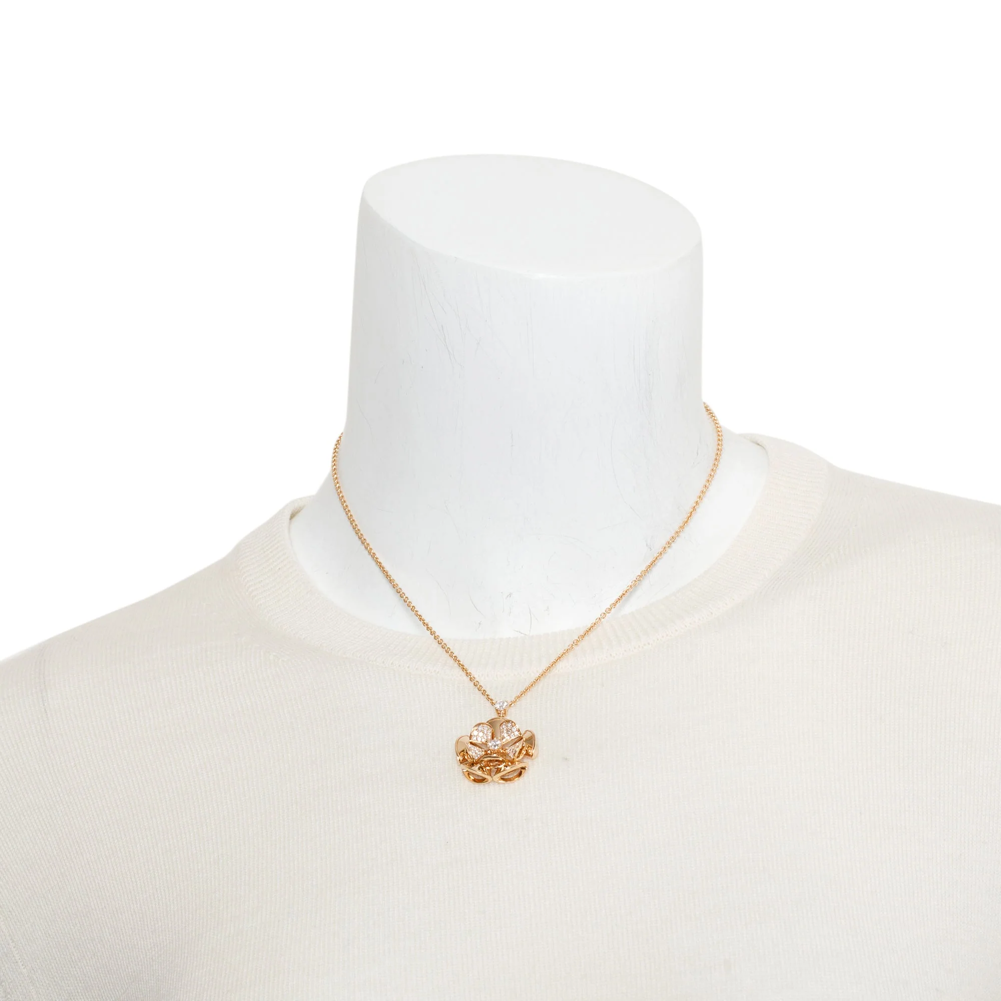 BVLGARI 18k Rose Gold Diva's Dream Diamond Flower Pendant Necklace - Image 2
