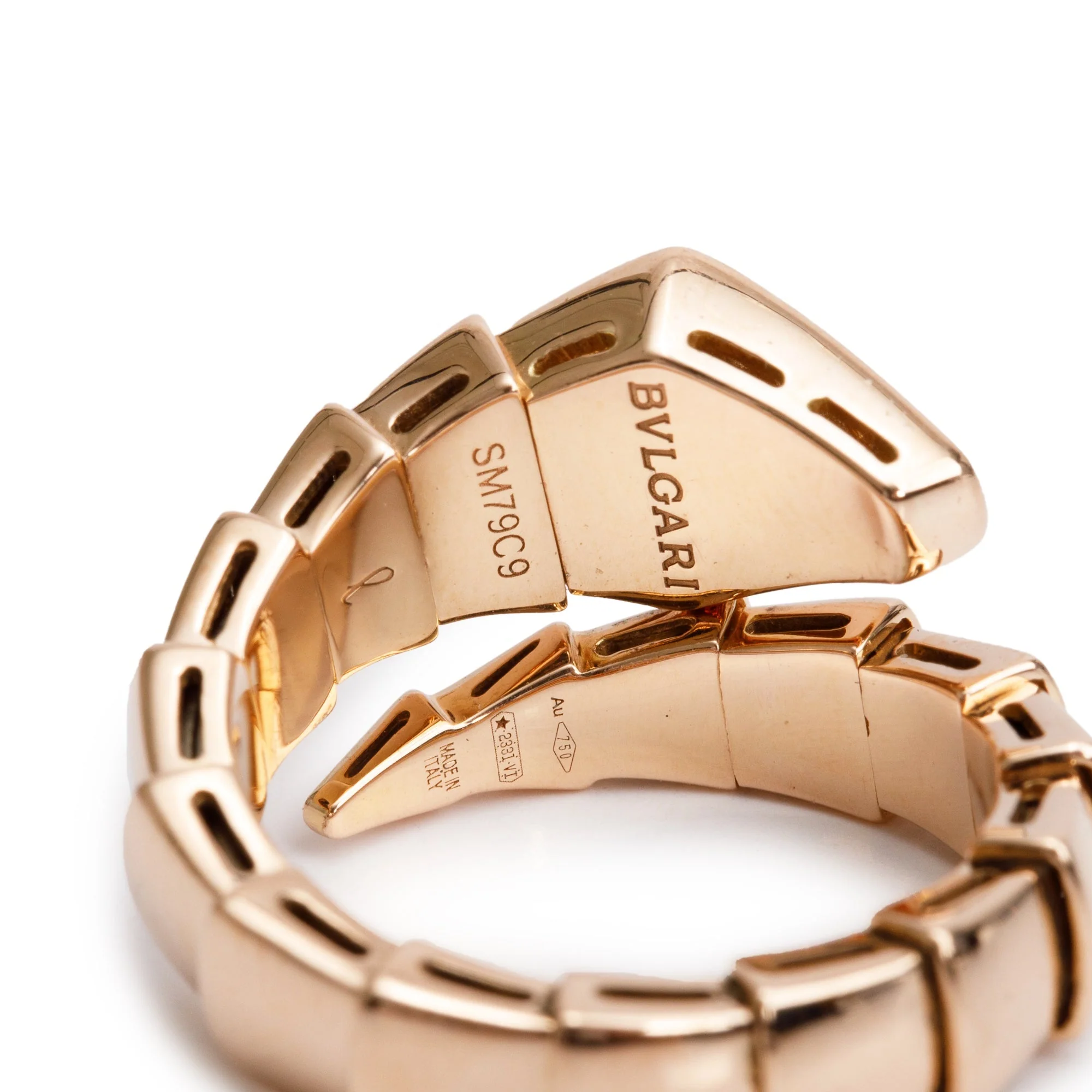 BVLGARI 18k Rose Gold Pave Diamond Serpenti Viper Ring, Size L w/ Box - Image 3